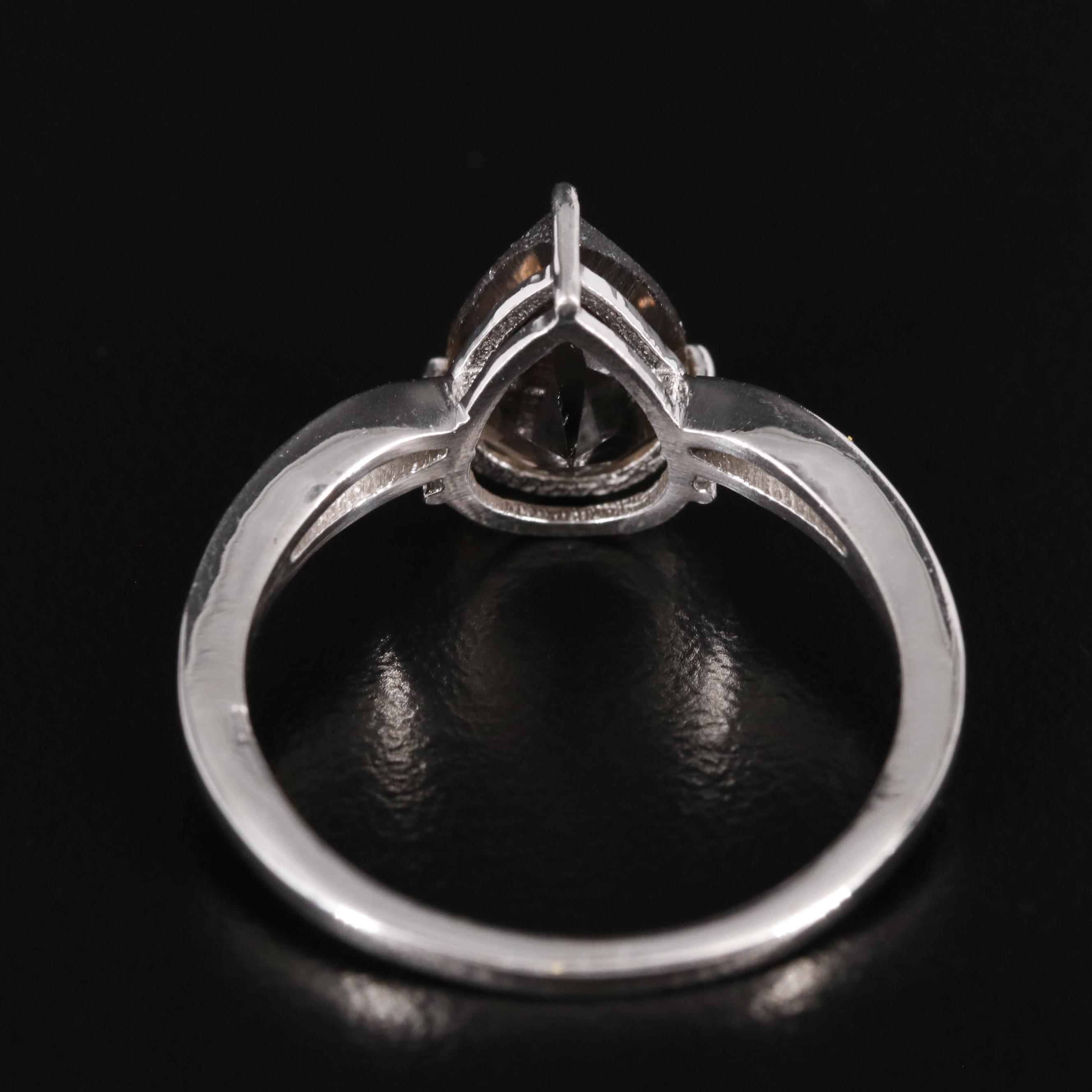 Sterling Smoky Quartz and Diamond Ring