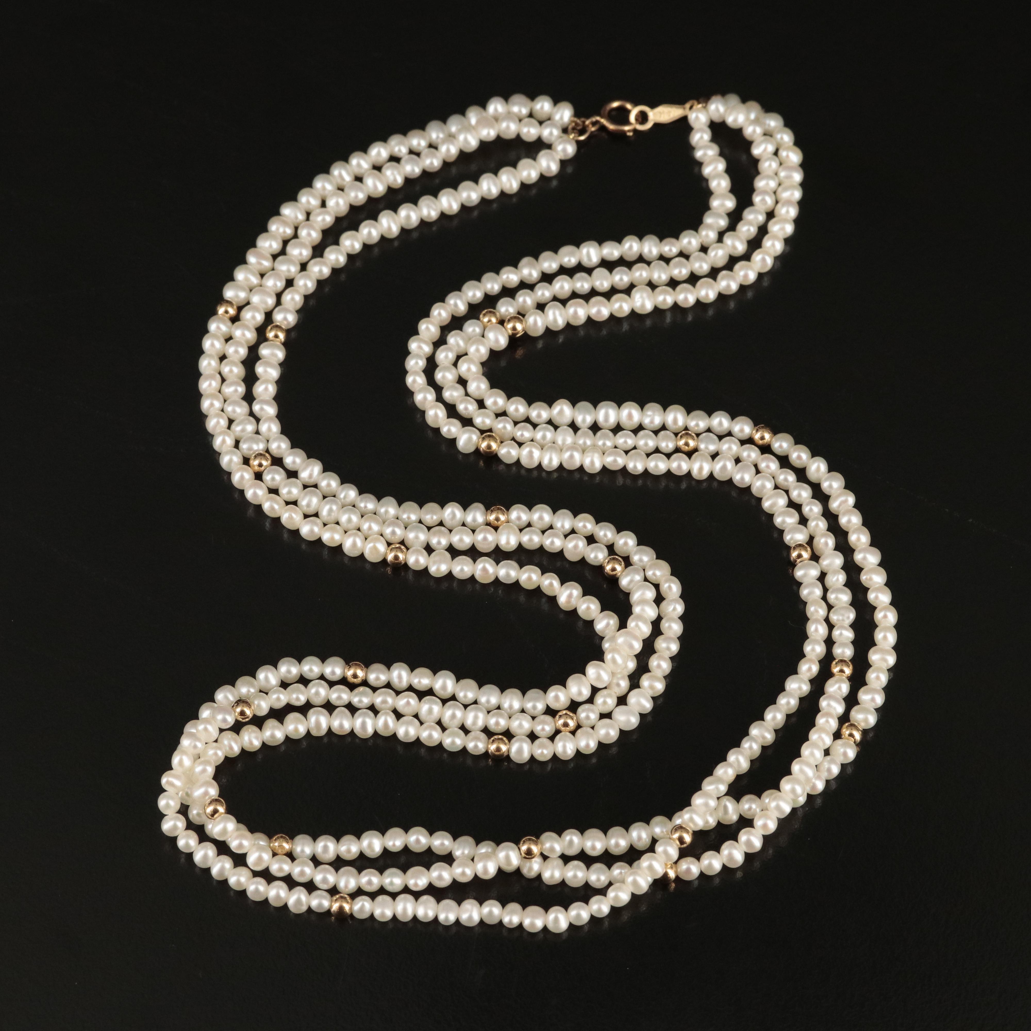 14K Pearl Triple-Strand Necklace