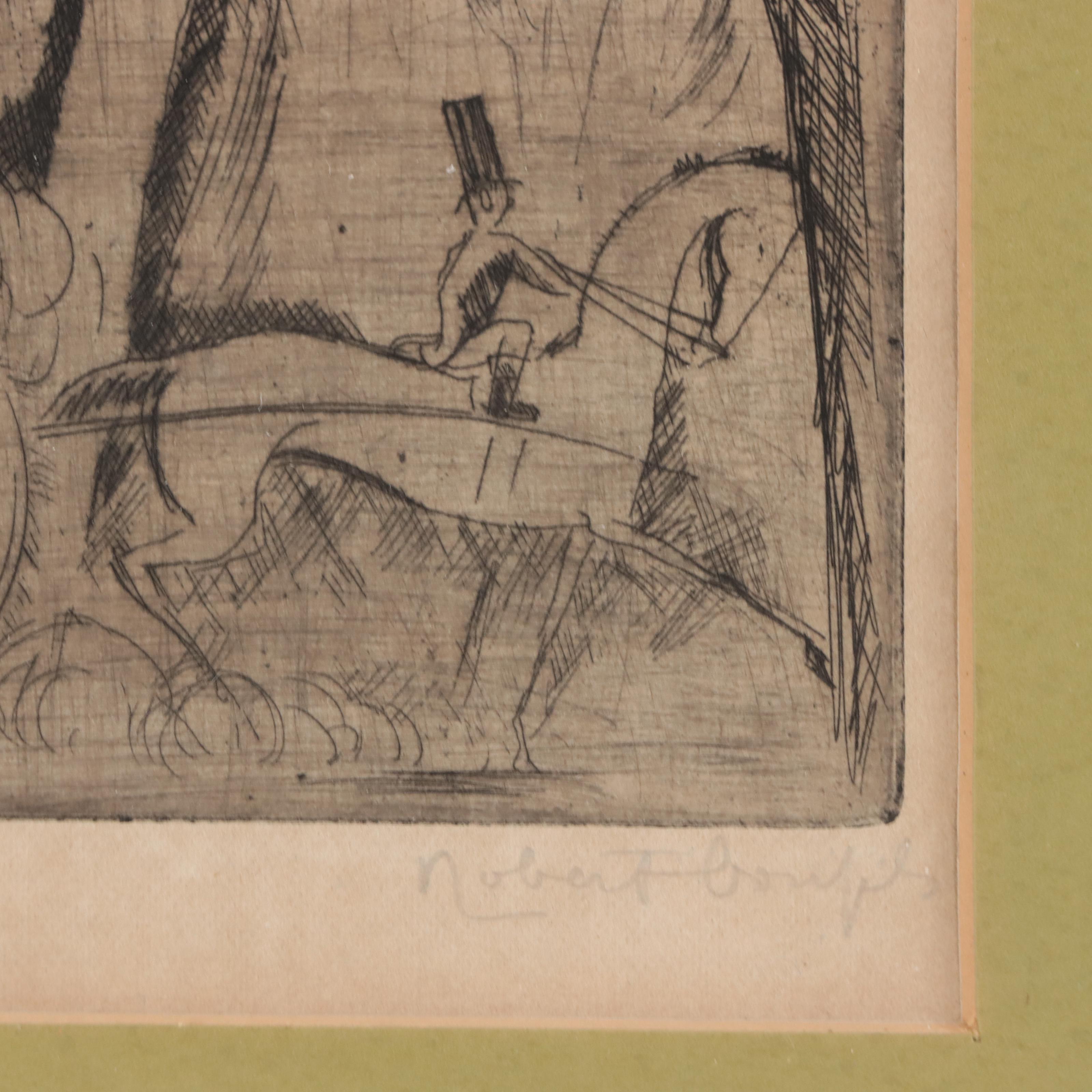 Robert Bonfils Etching With Drypoint of a Promenade, Early 20th Century