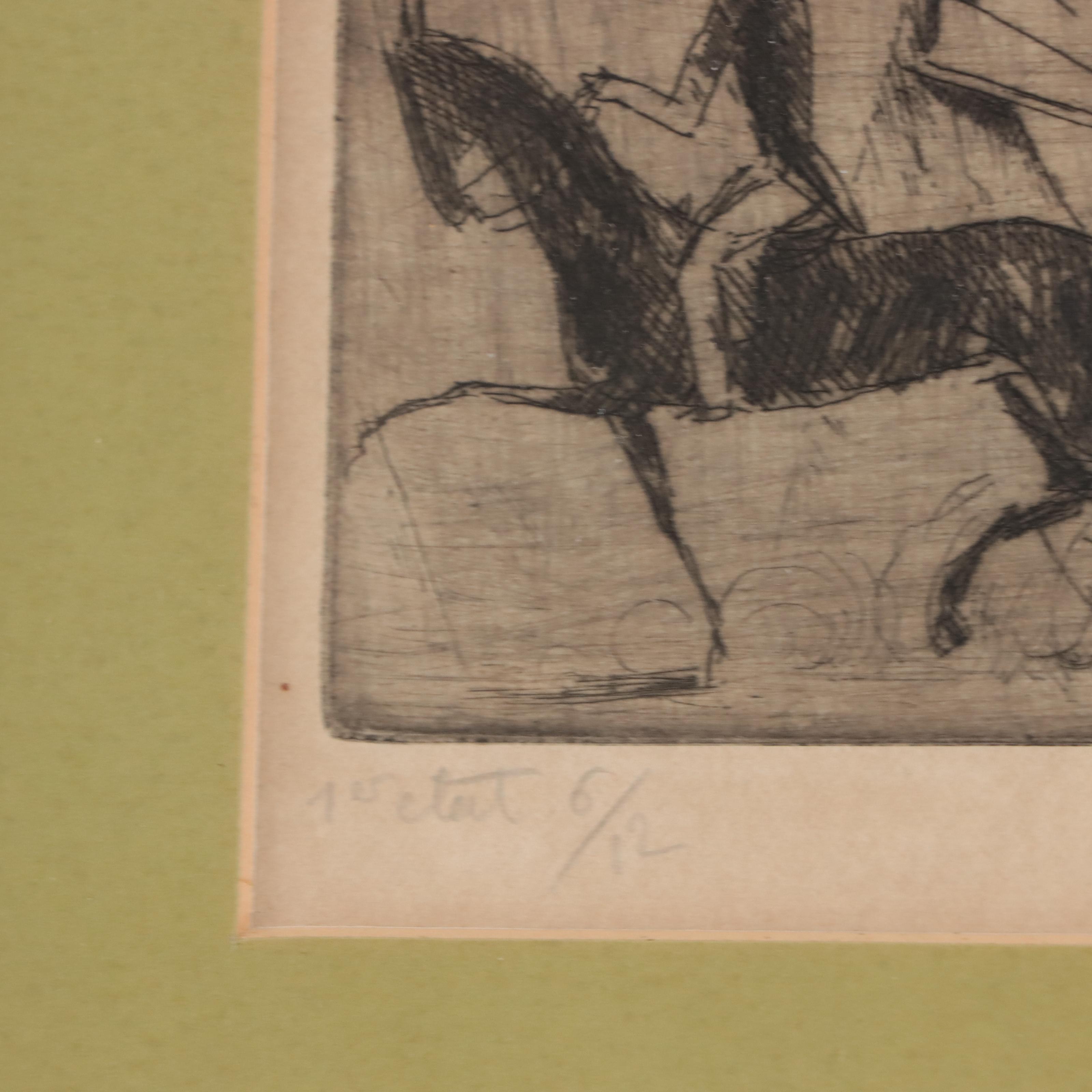 Robert Bonfils Etching With Drypoint of a Promenade, Early 20th Century