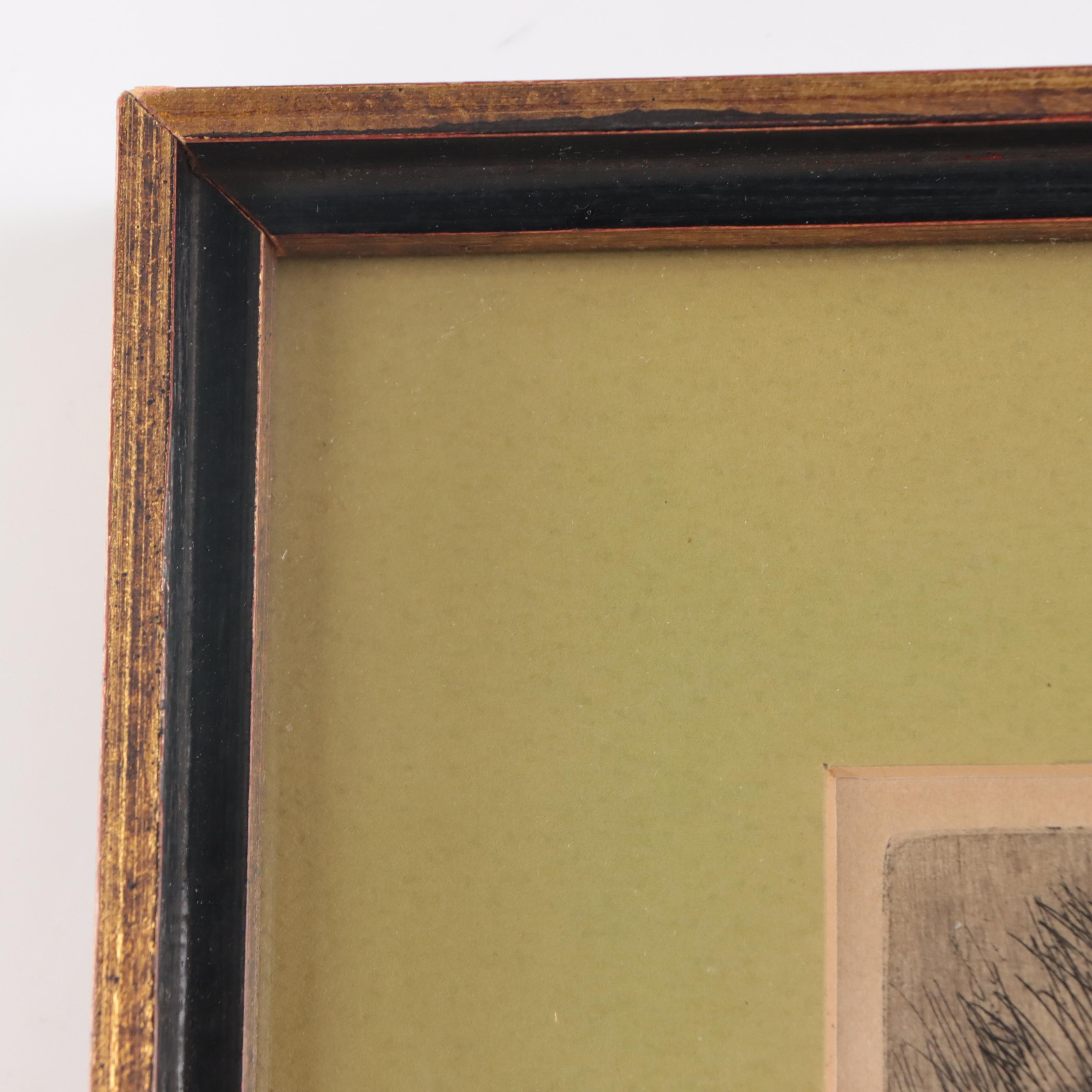 Robert Bonfils Etching With Drypoint of a Promenade, Early 20th Century