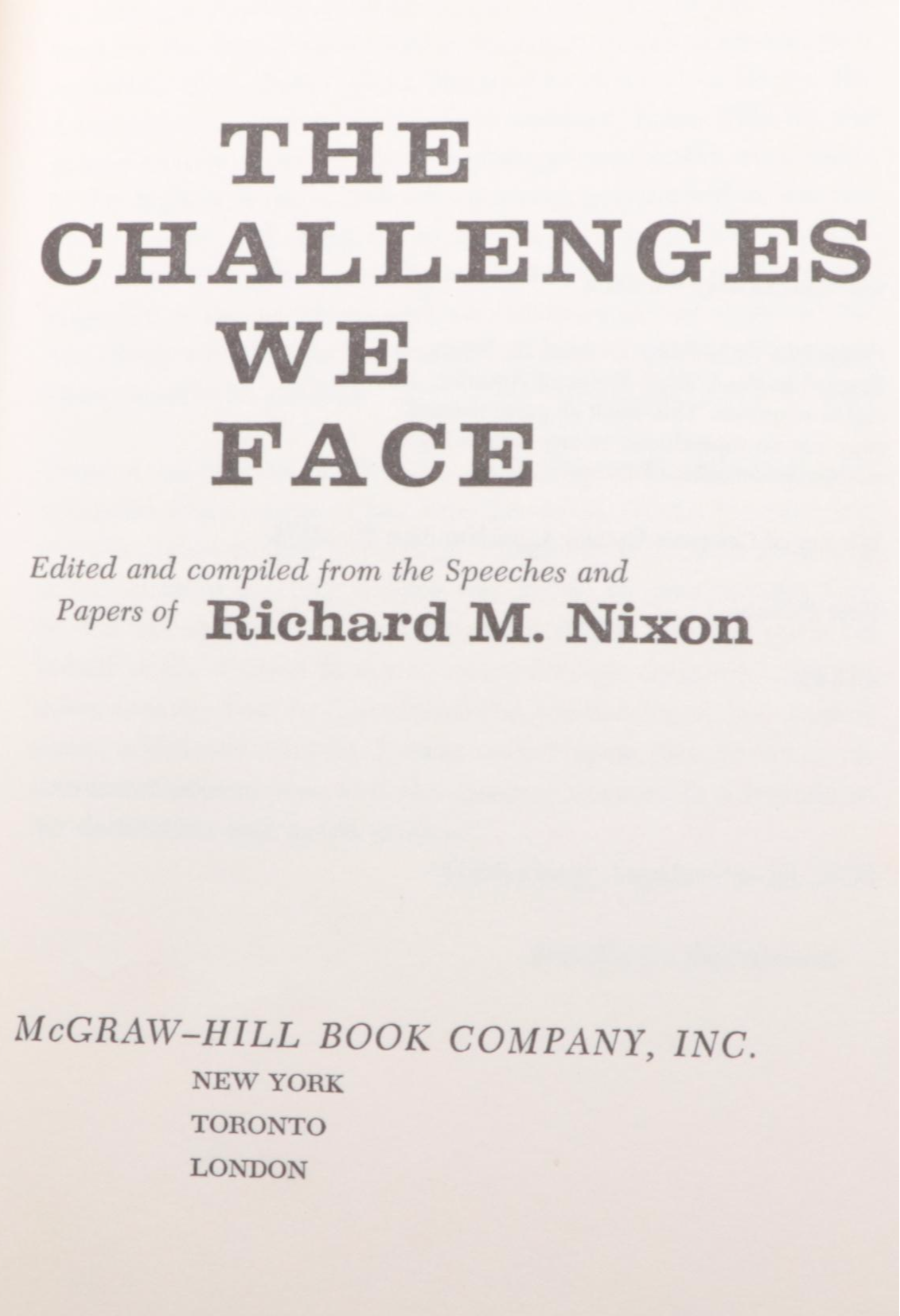 First Edition "The Challenges We Face" by Richard Nixon, 1960