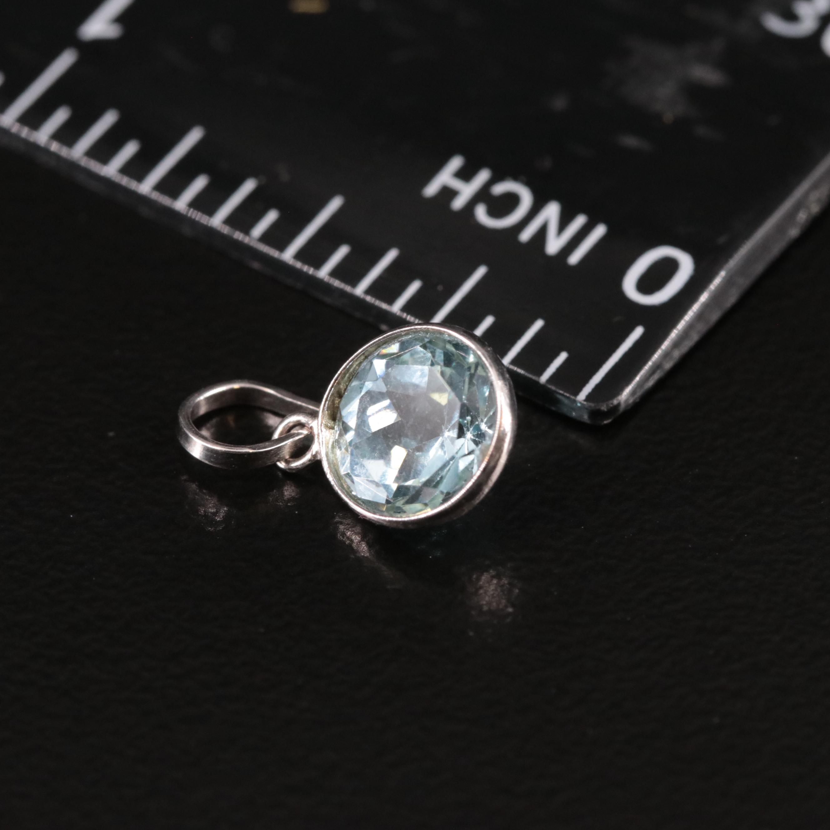 14K Blue Topaz Pendant