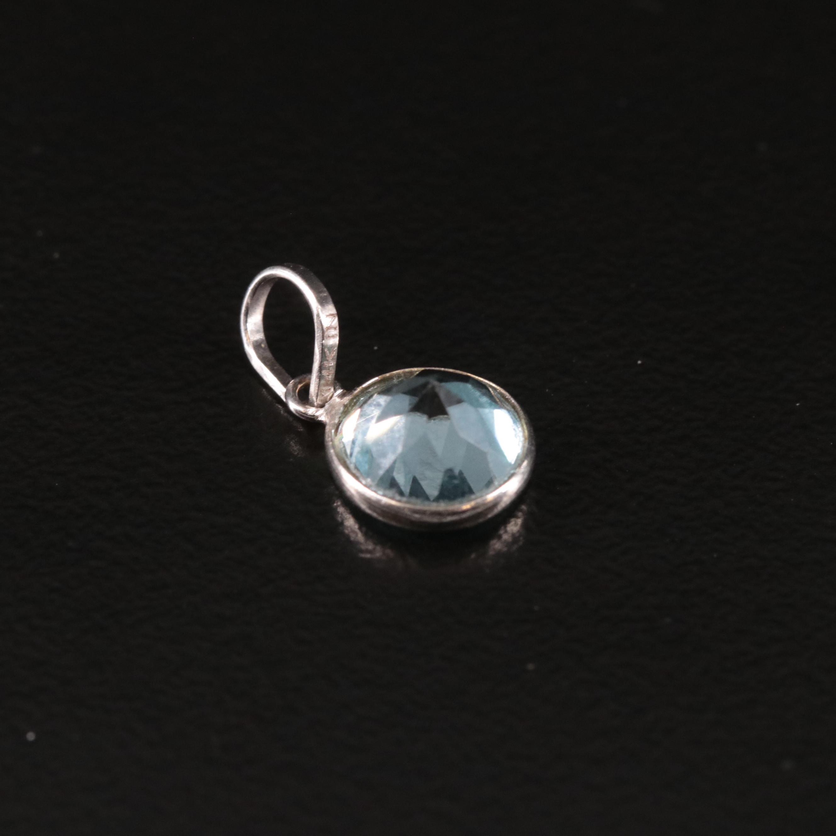 14K Blue Topaz Pendant