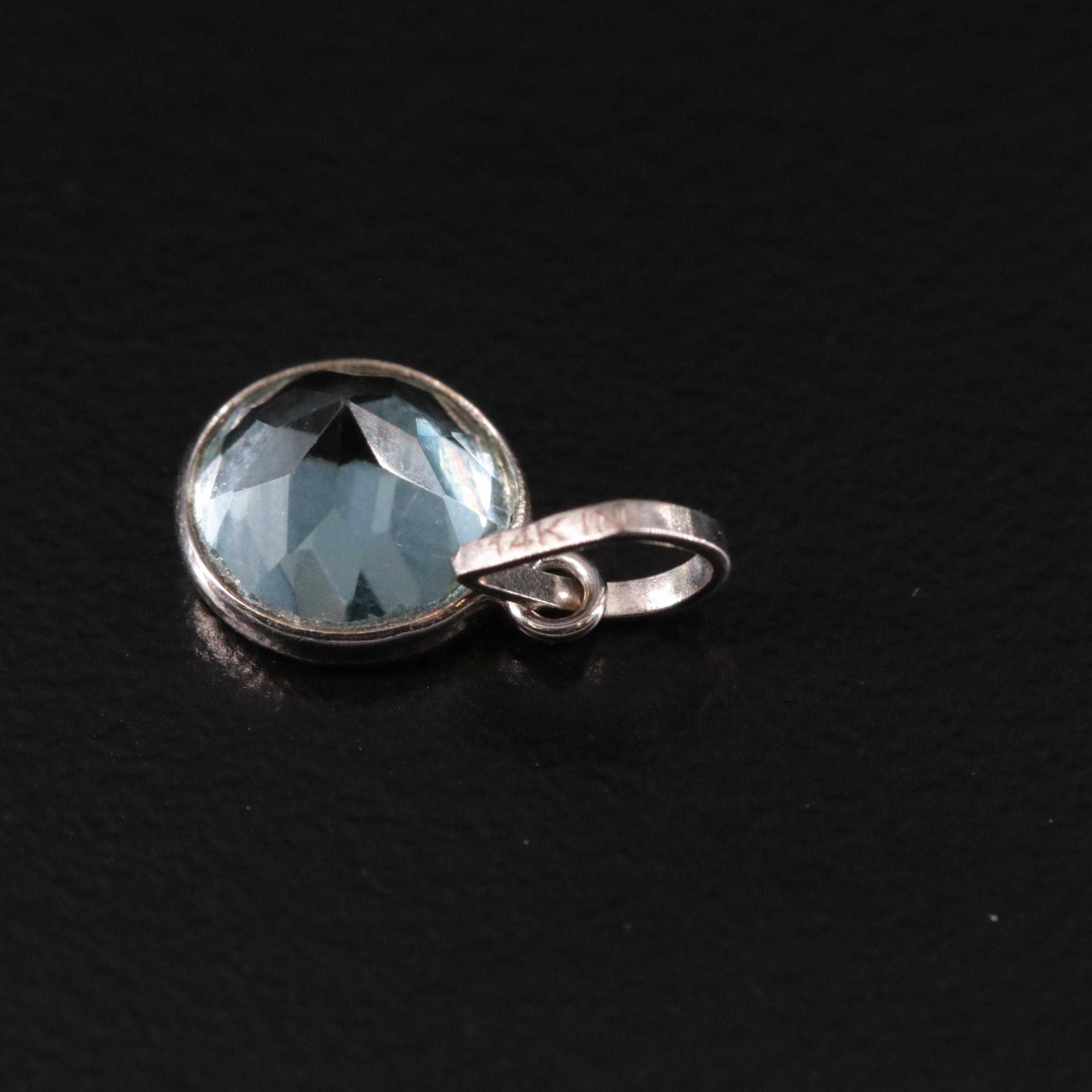 14K Blue Topaz Pendant