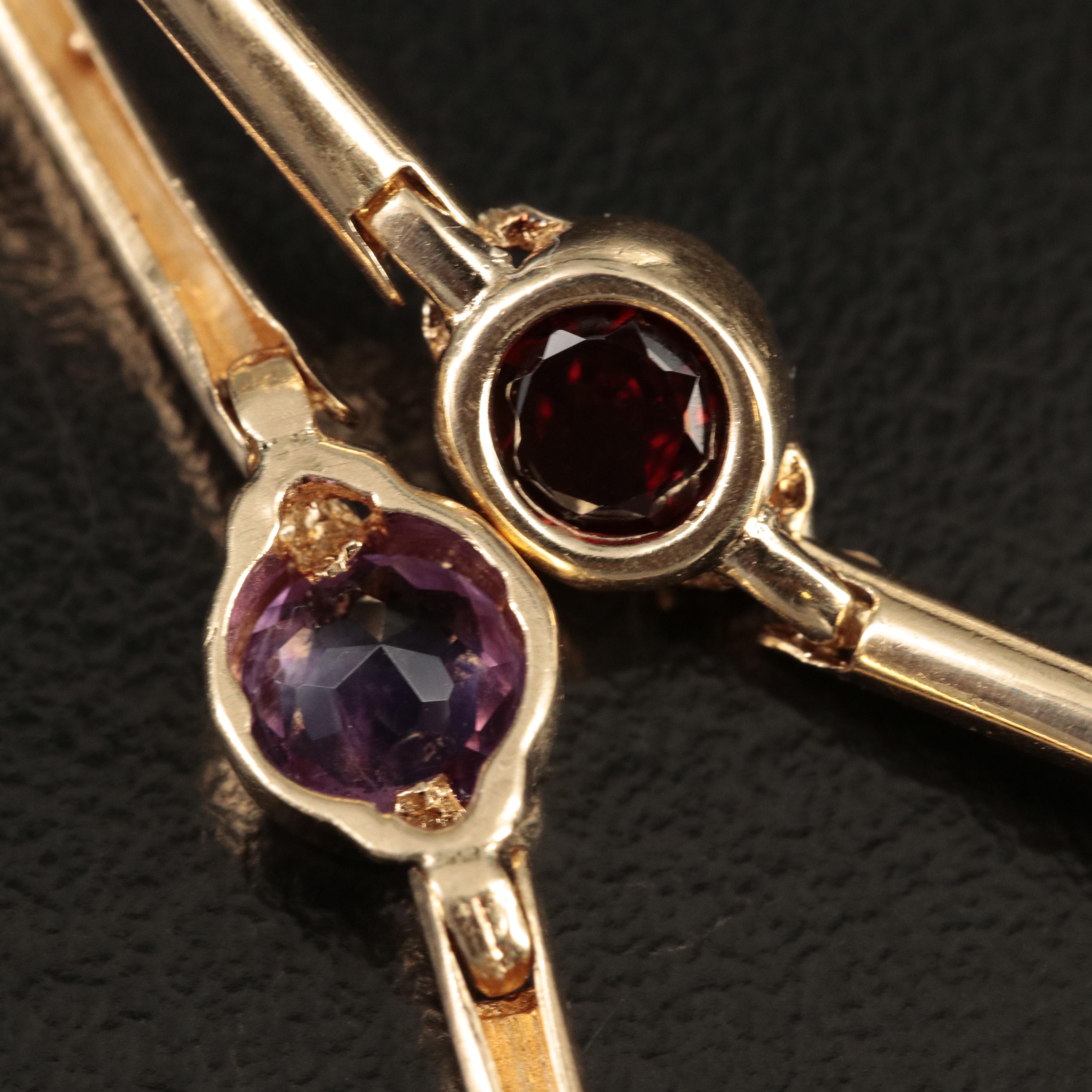 14K Amethyst, Topaz and Garnet Bezel Station Bracelet