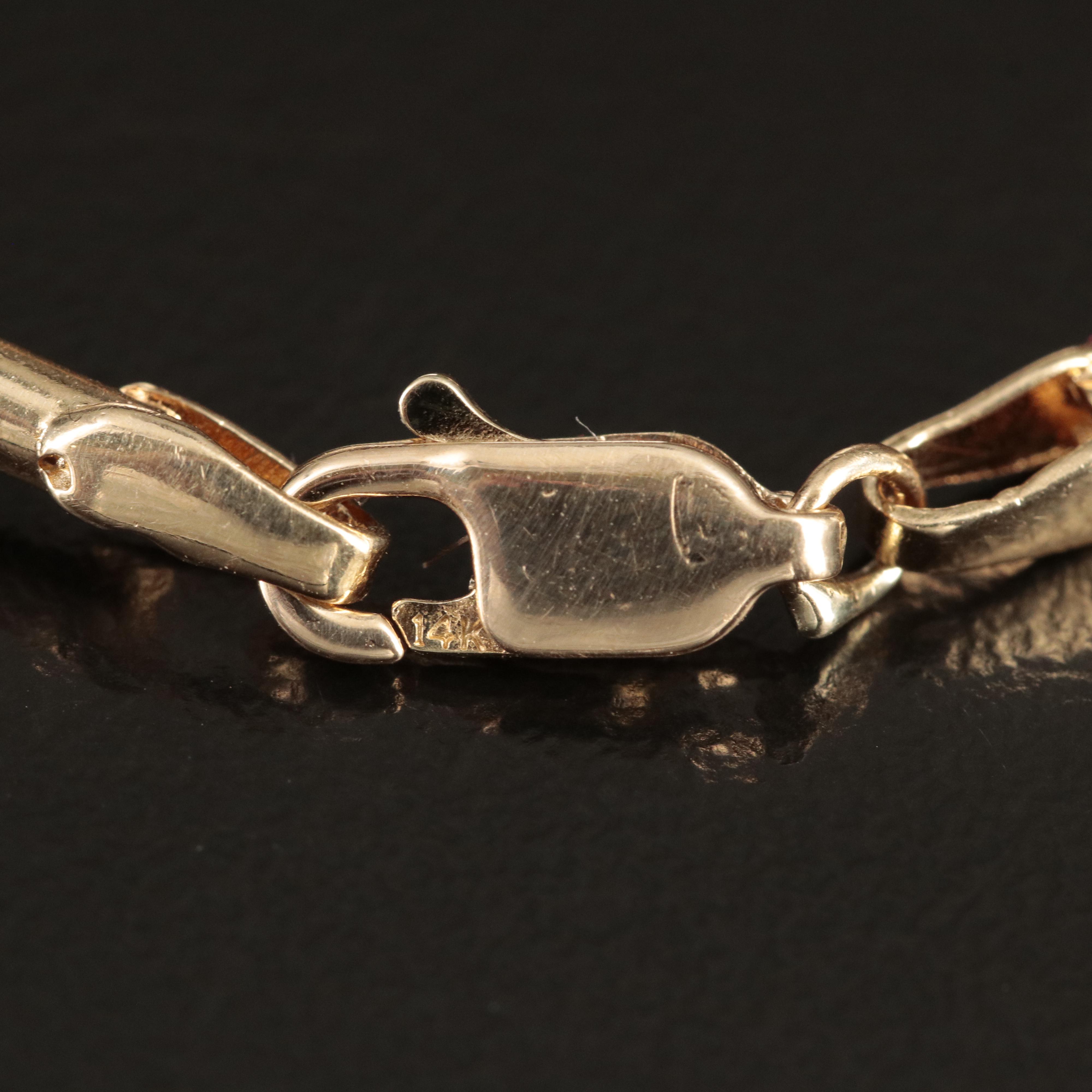 14K Amethyst, Topaz and Garnet Bezel Station Bracelet