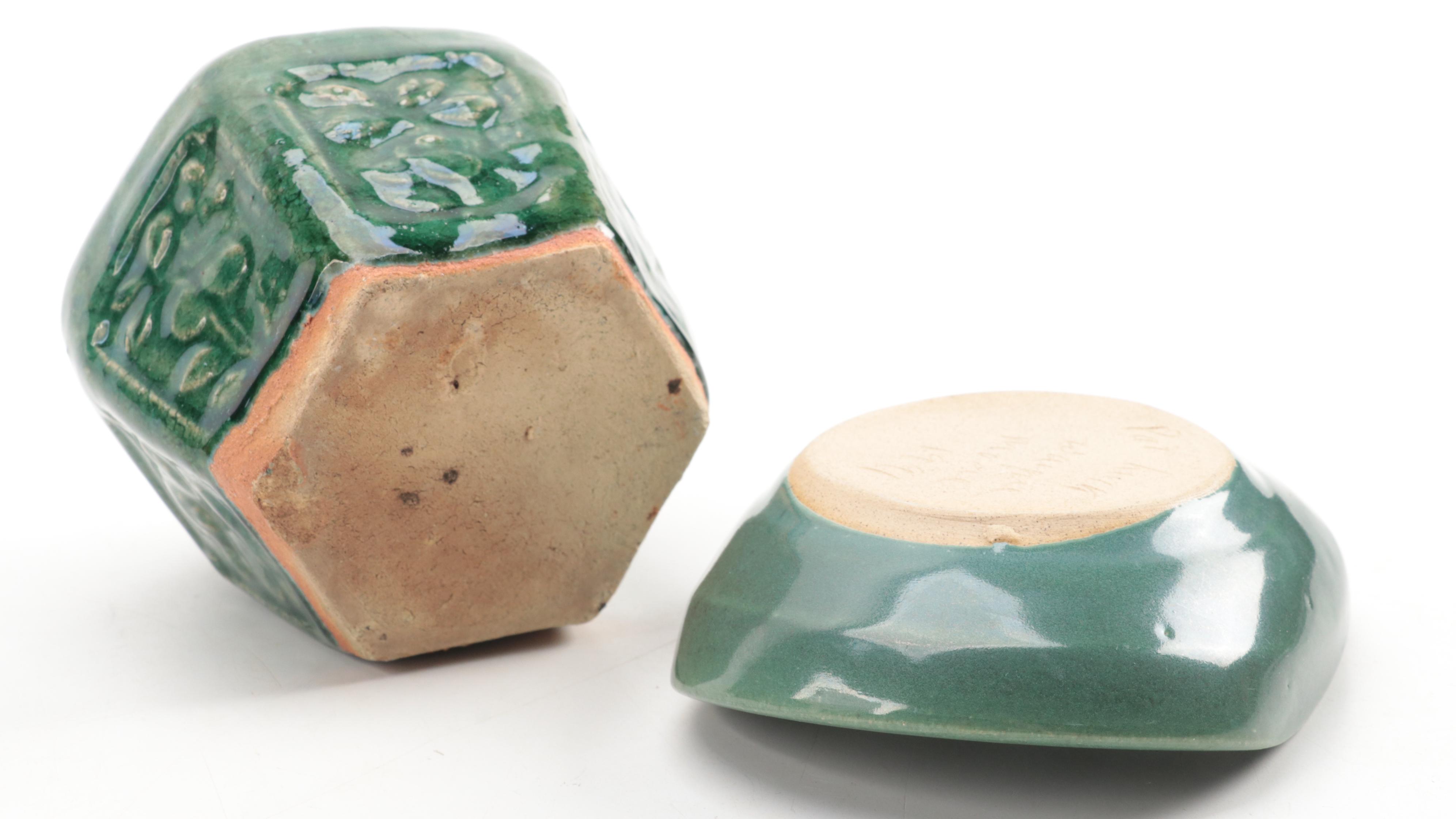 Bybee, Pat Huck and Other Pottery Vases, Pitcher, Mug and Bowl