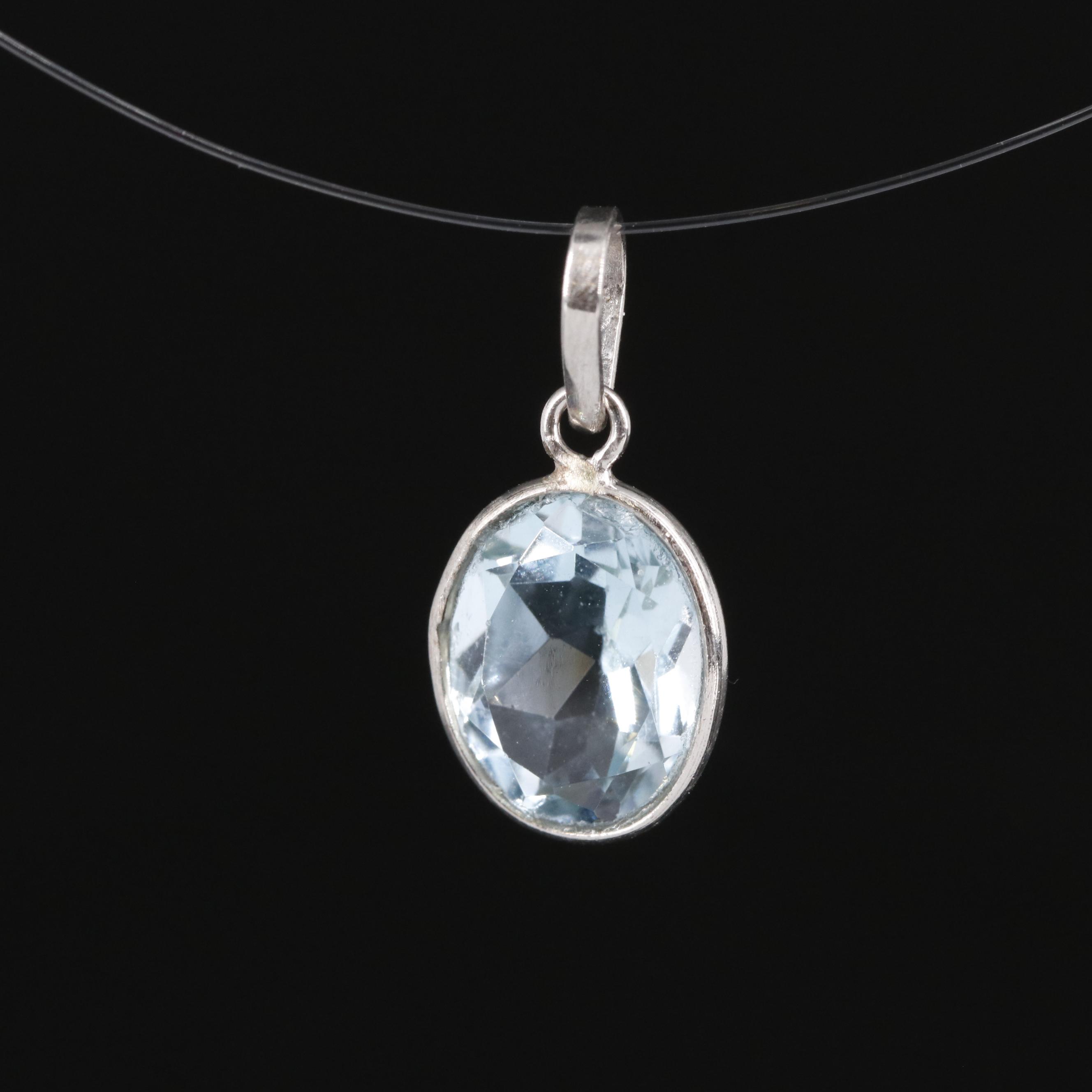 14K Blue Topaz Pendant