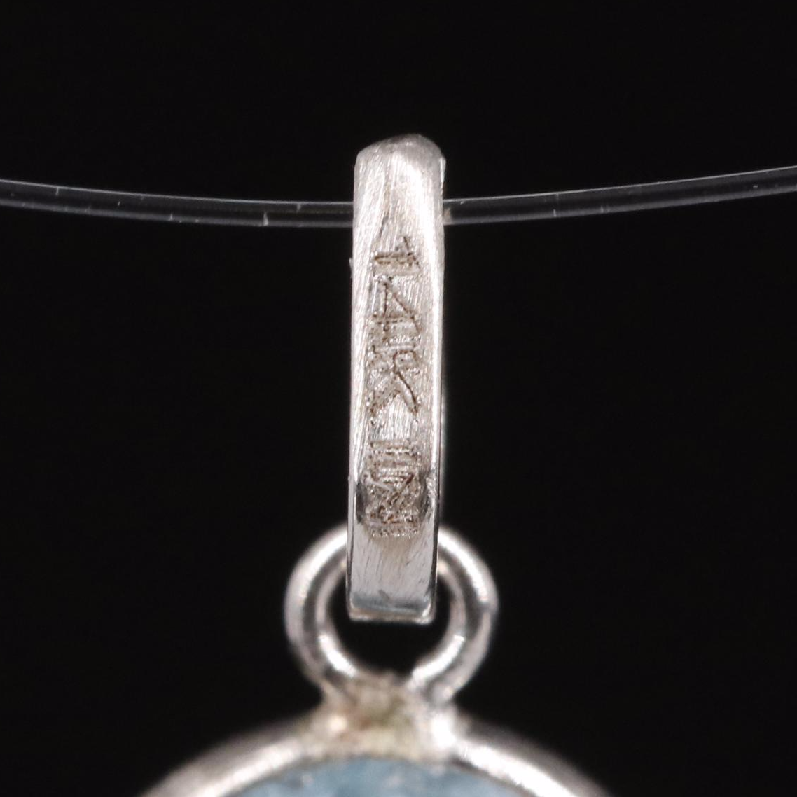 14K Blue Topaz Pendant