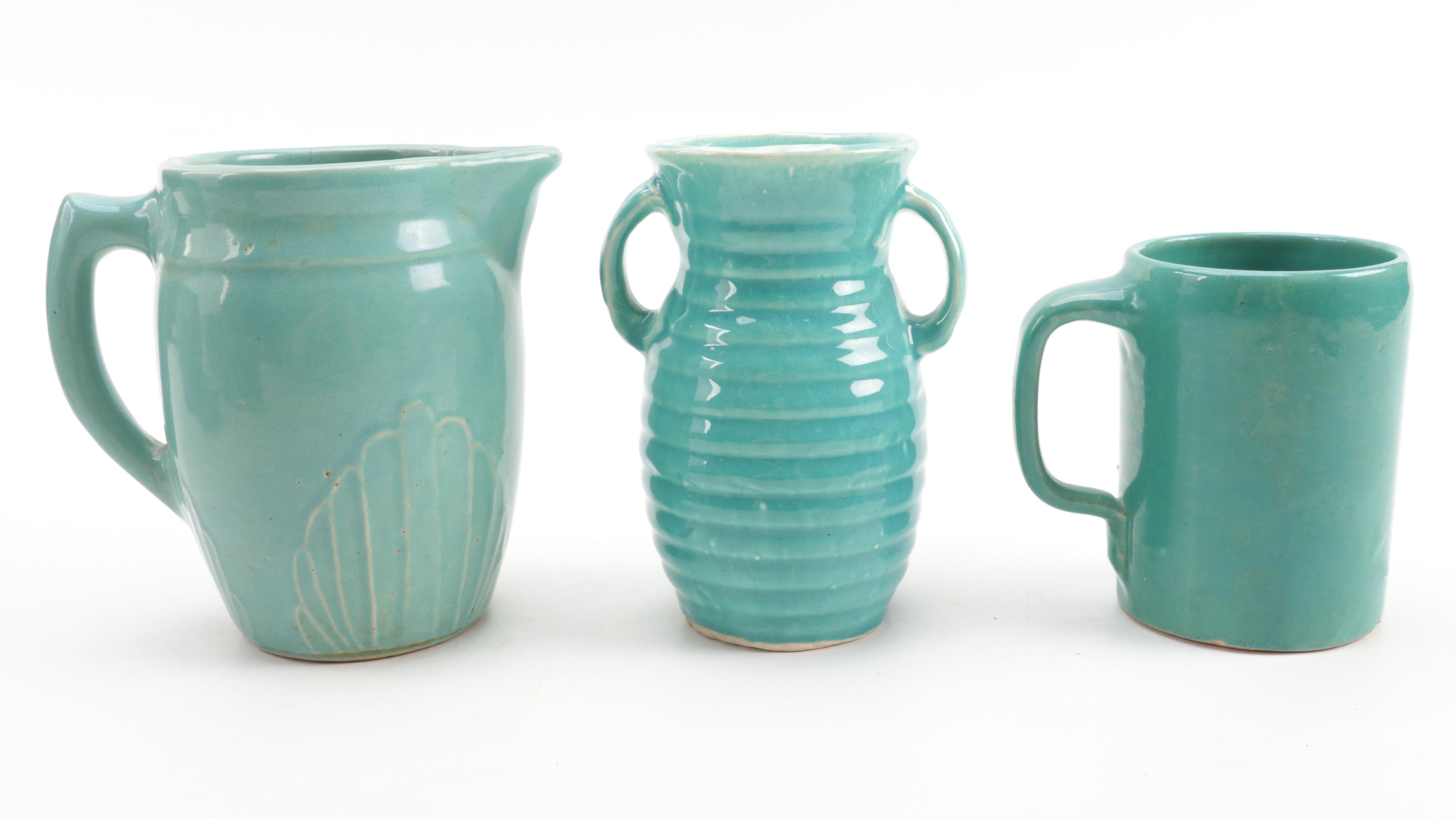 Bybee, Pat Huck and Other Pottery Vases, Pitcher, Mug and Bowl