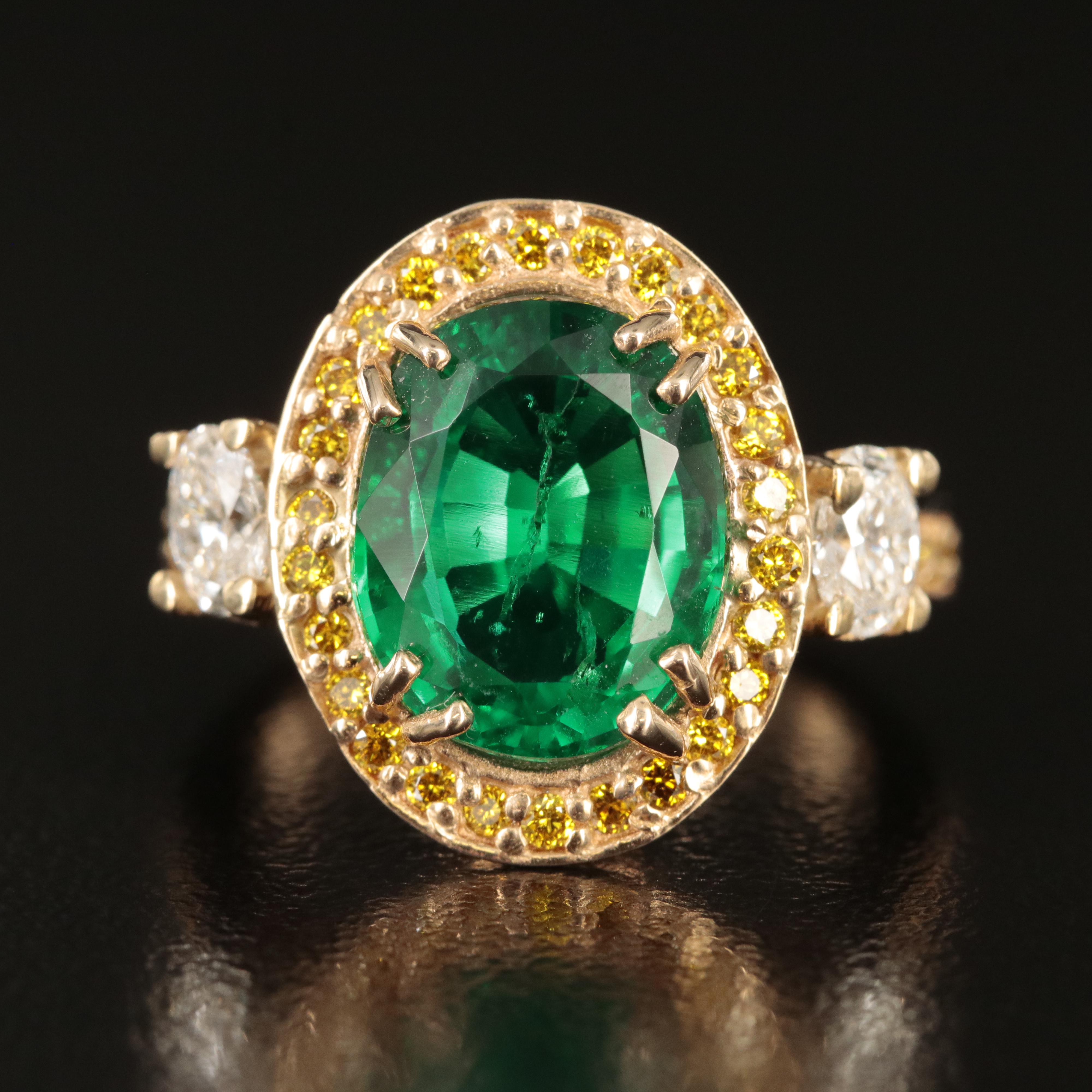 14K Emerald and Diamond Ring