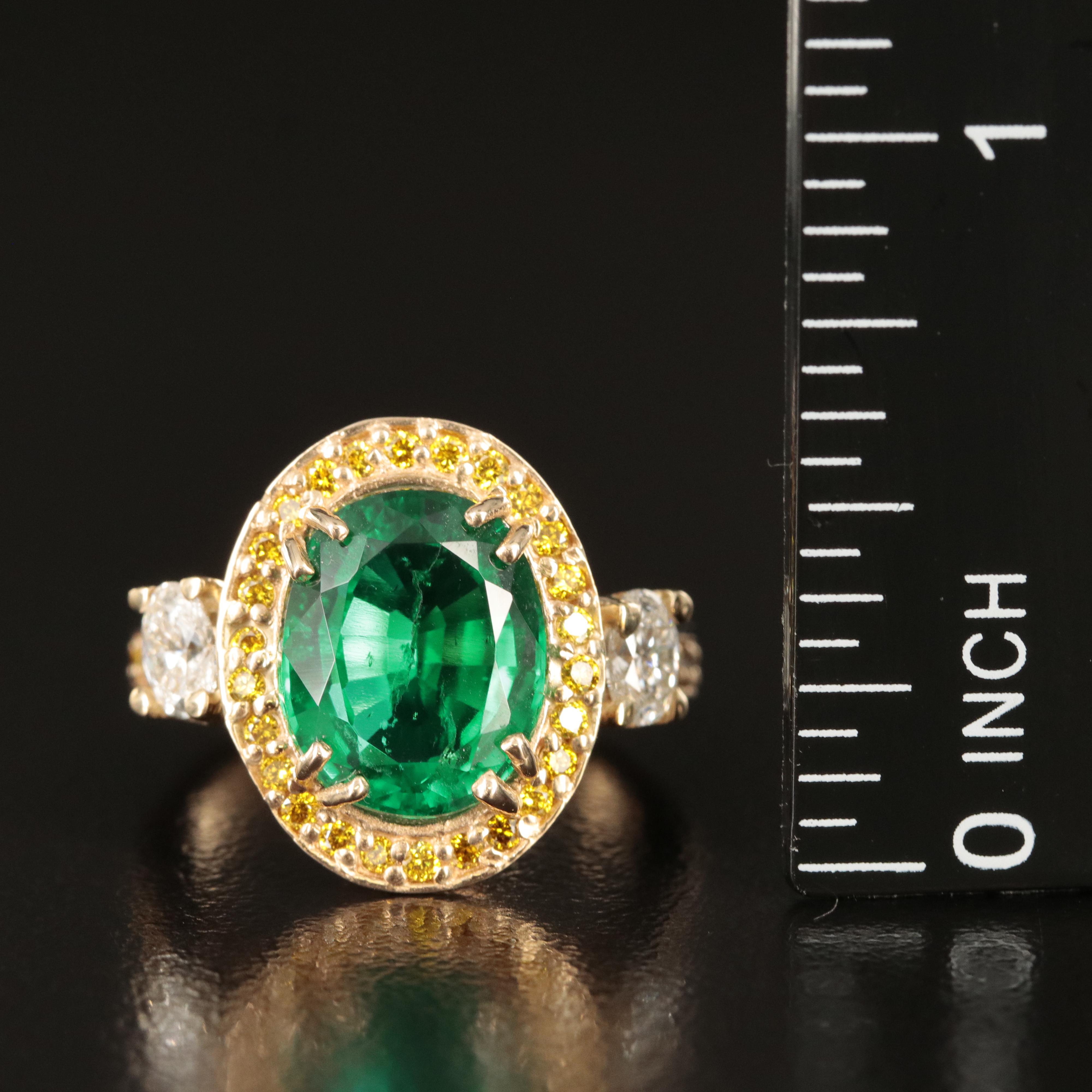 14K Emerald and Diamond Ring