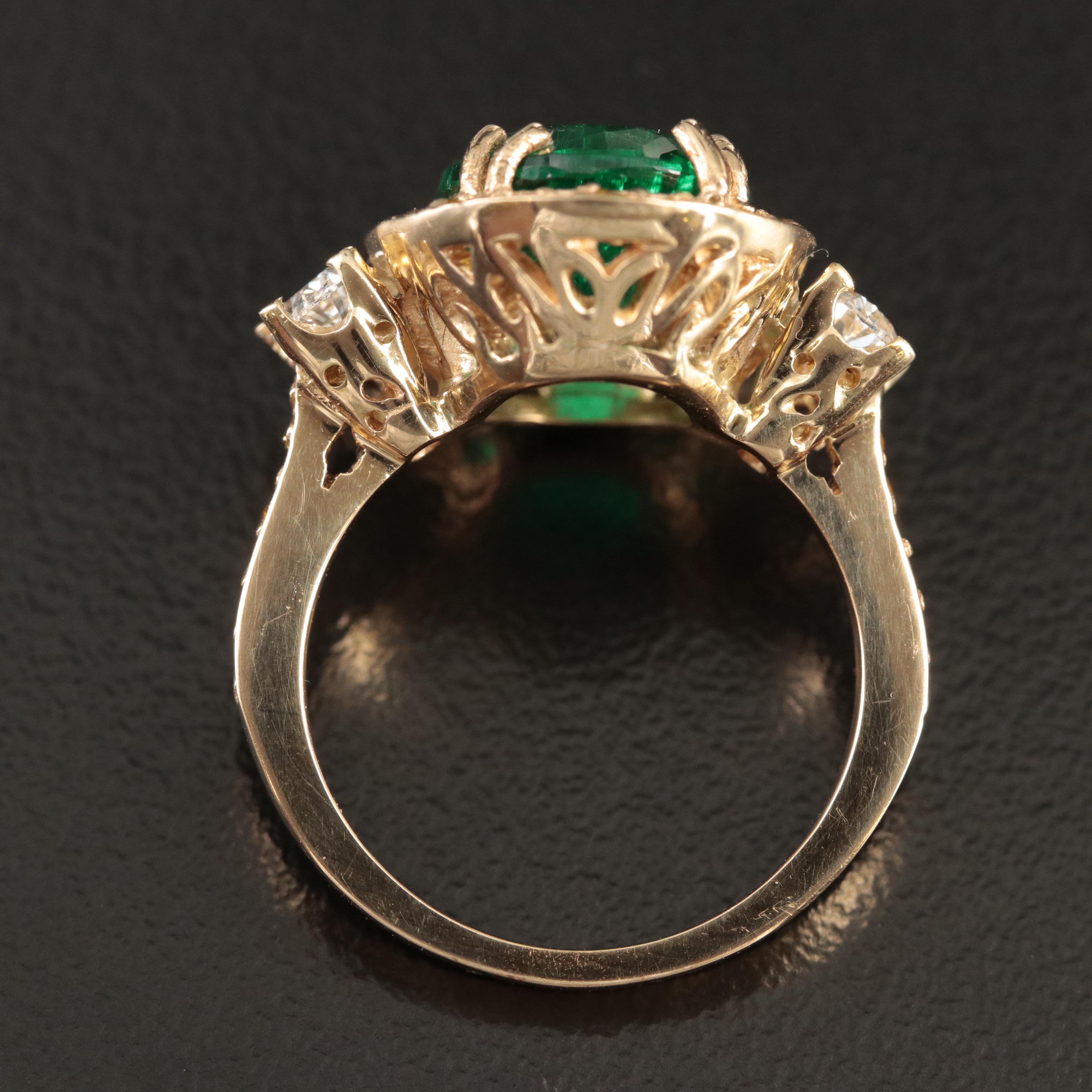 14K Emerald and Diamond Ring