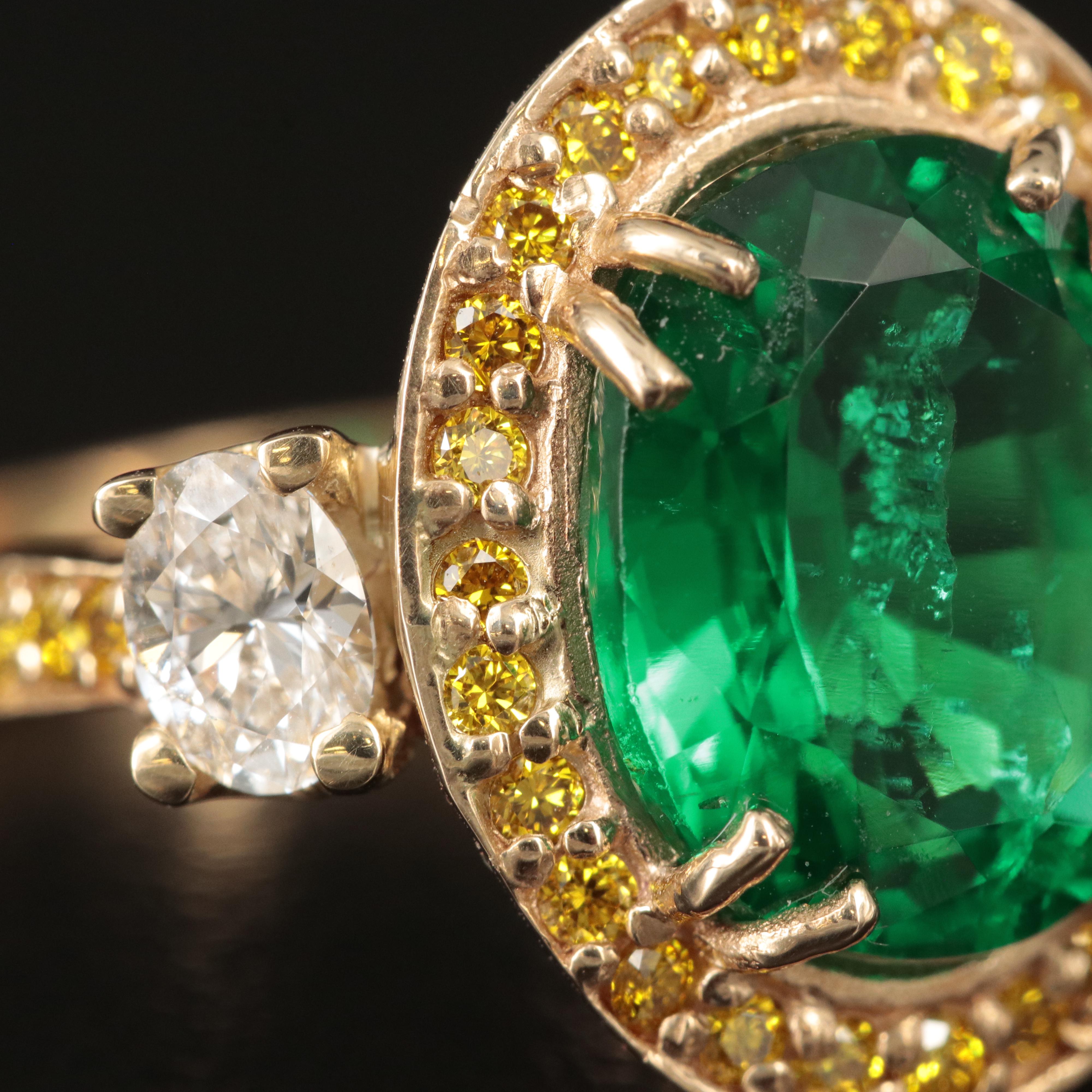 14K Emerald and Diamond Ring