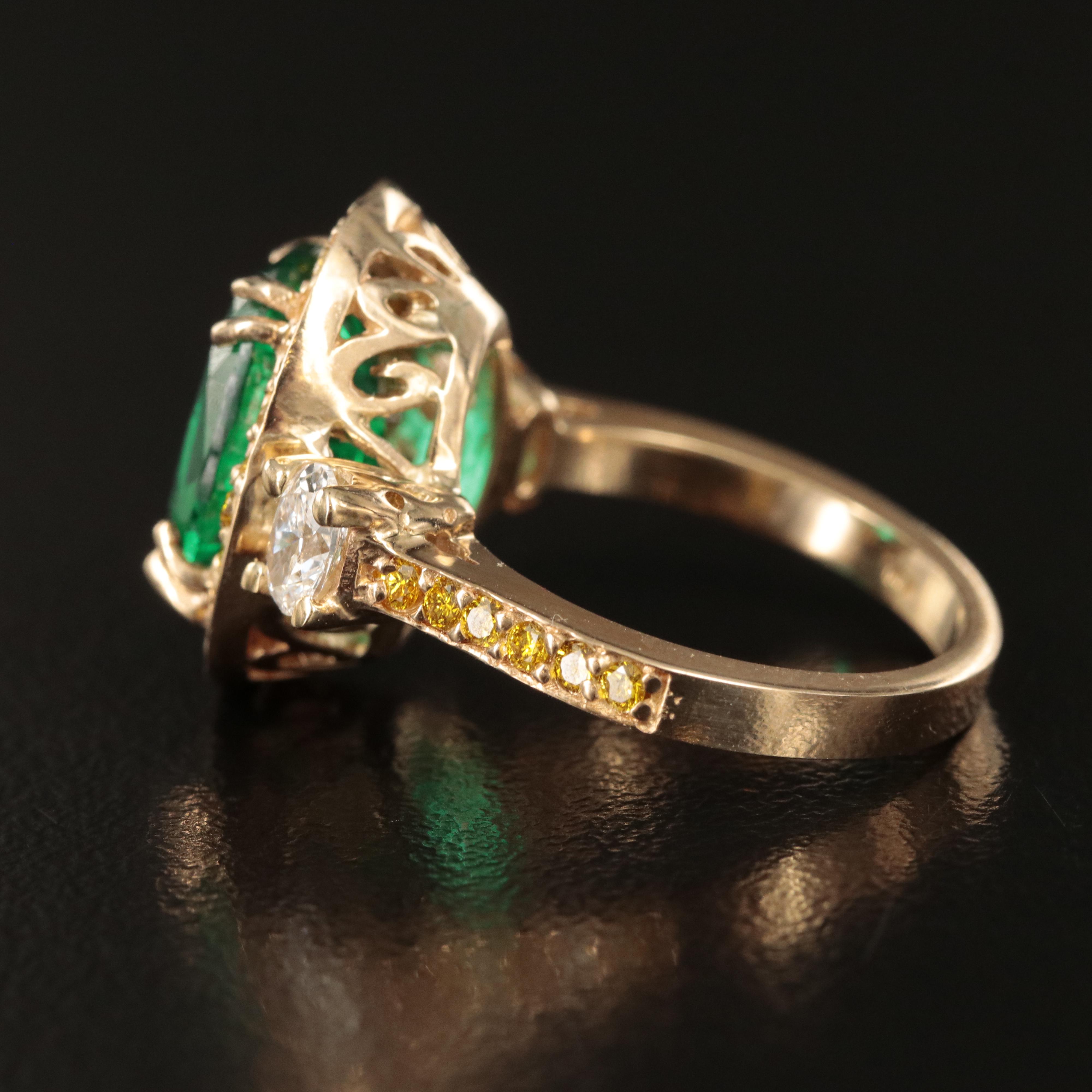 14K Emerald and Diamond Ring