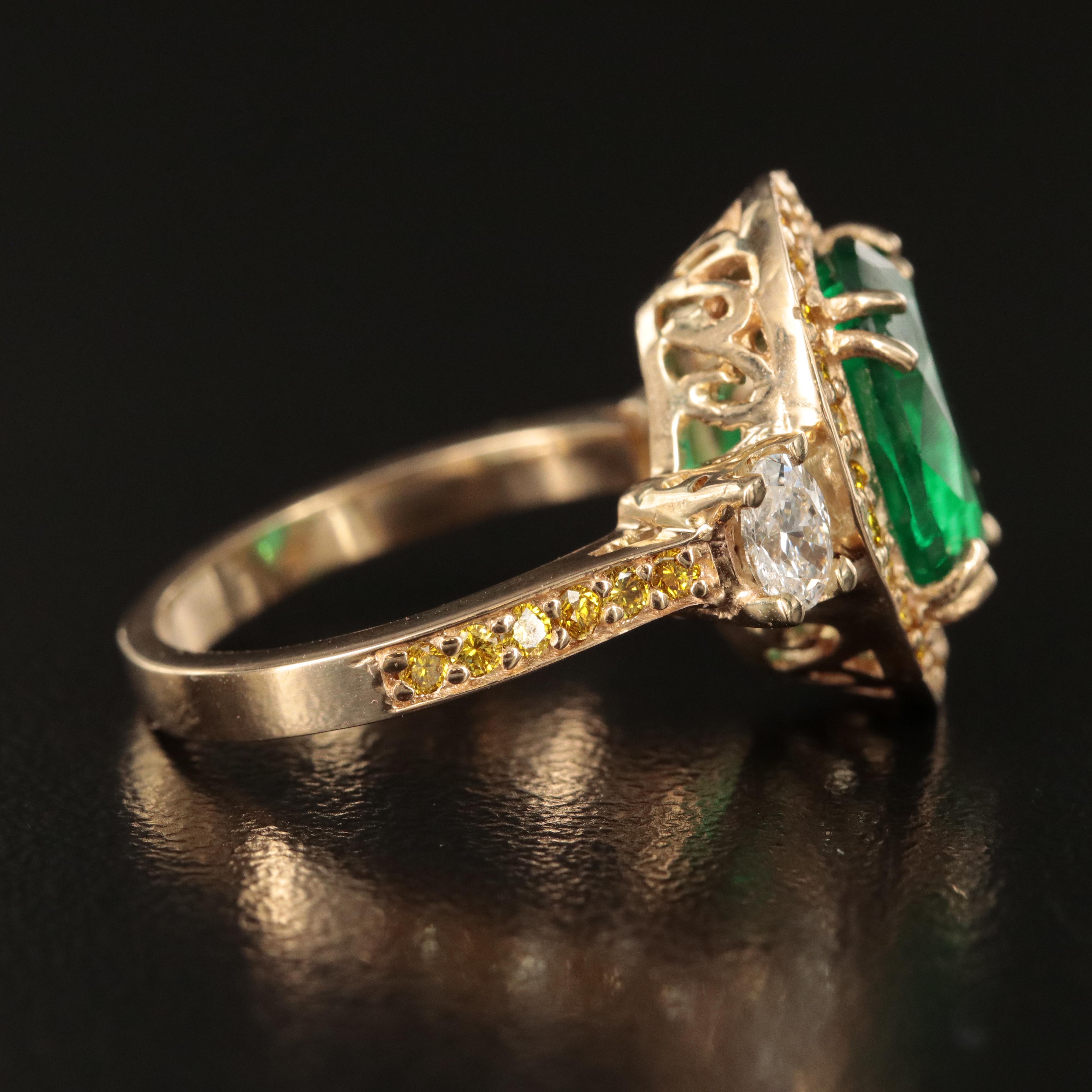 14K Emerald and Diamond Ring