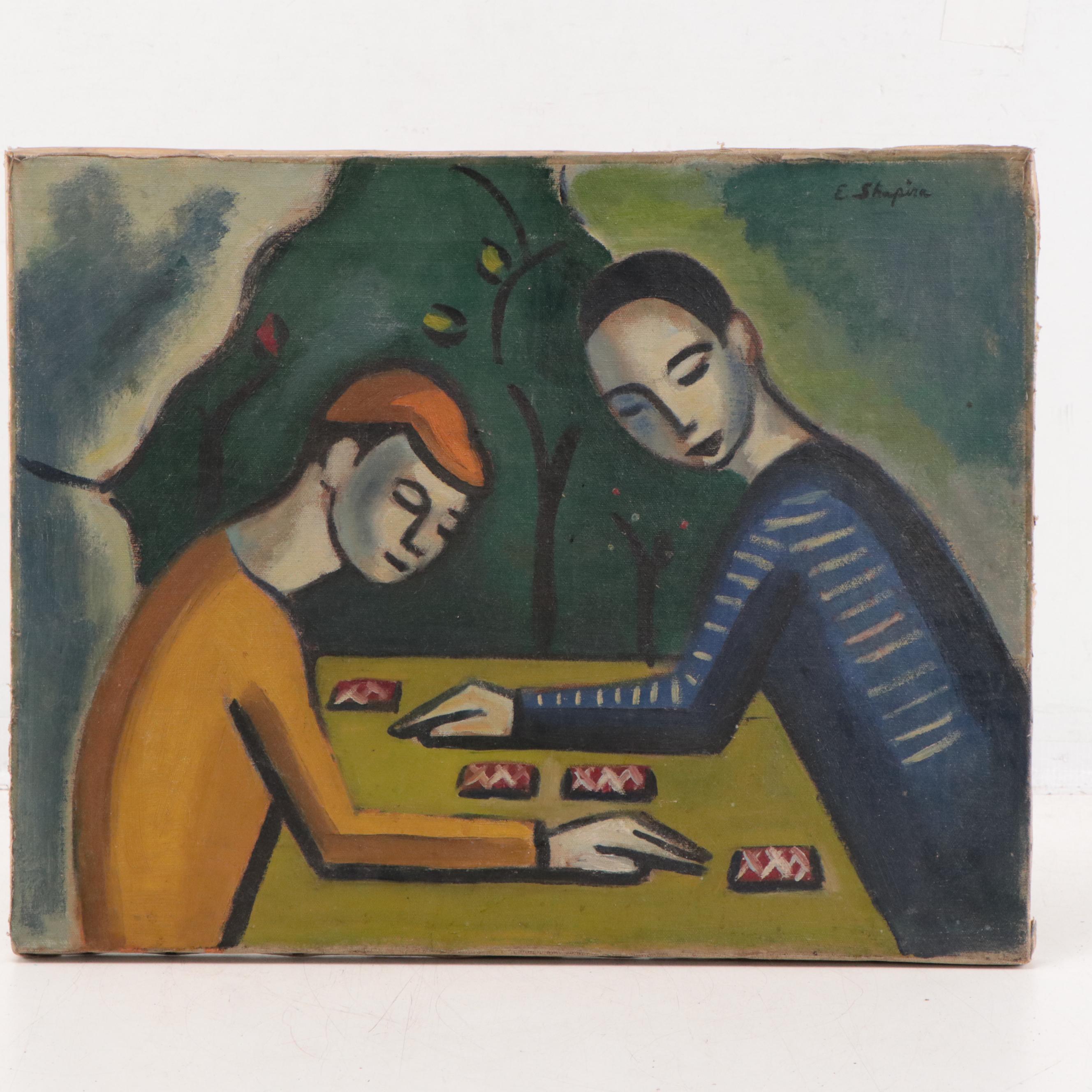 E. Shapira Figural Oil Painting "Adolescents"