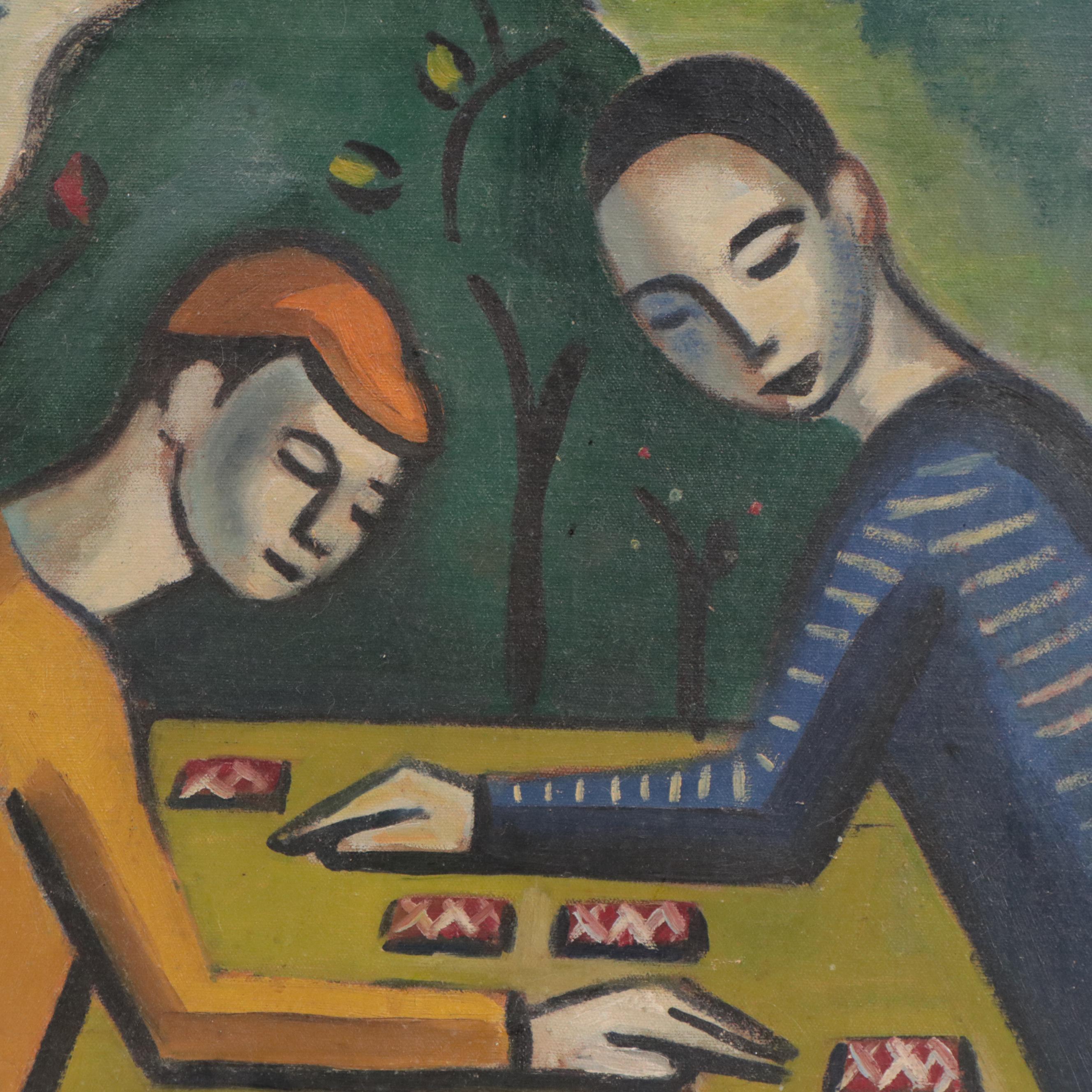 E. Shapira Figural Oil Painting "Adolescents"