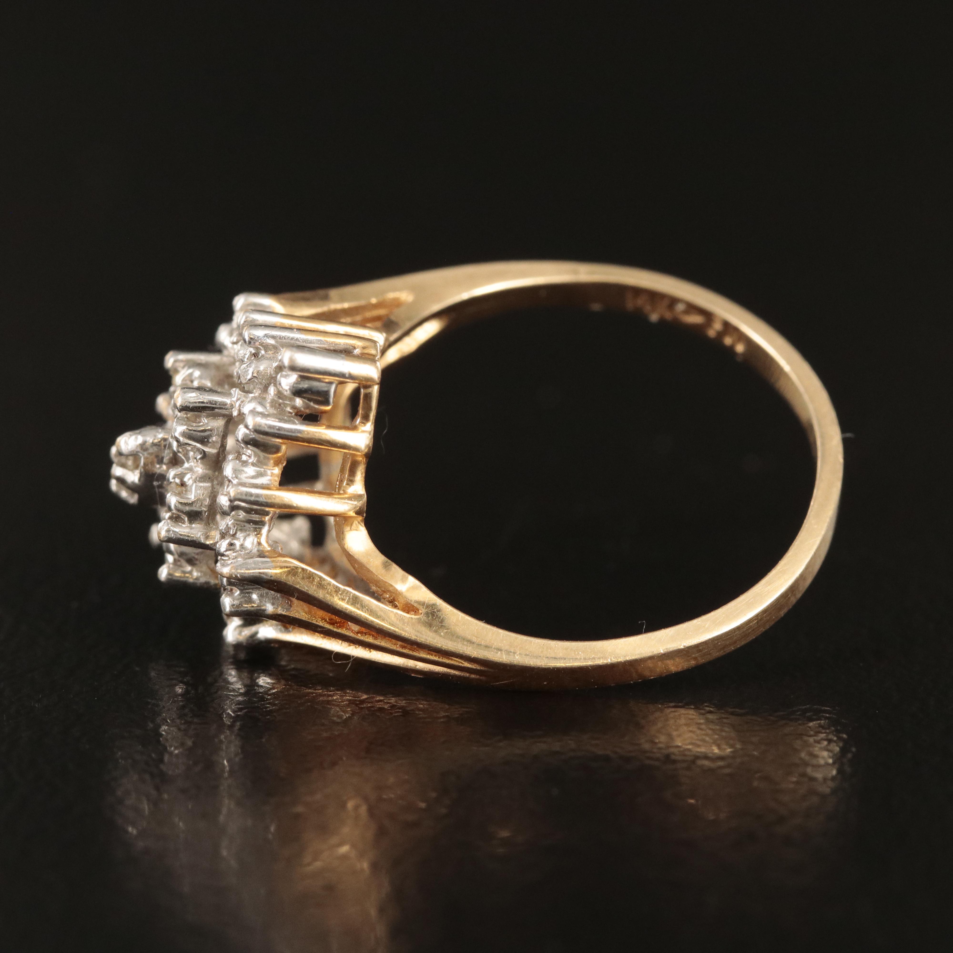 14K 0.15 CTW Diamond Navette Cluster Ring