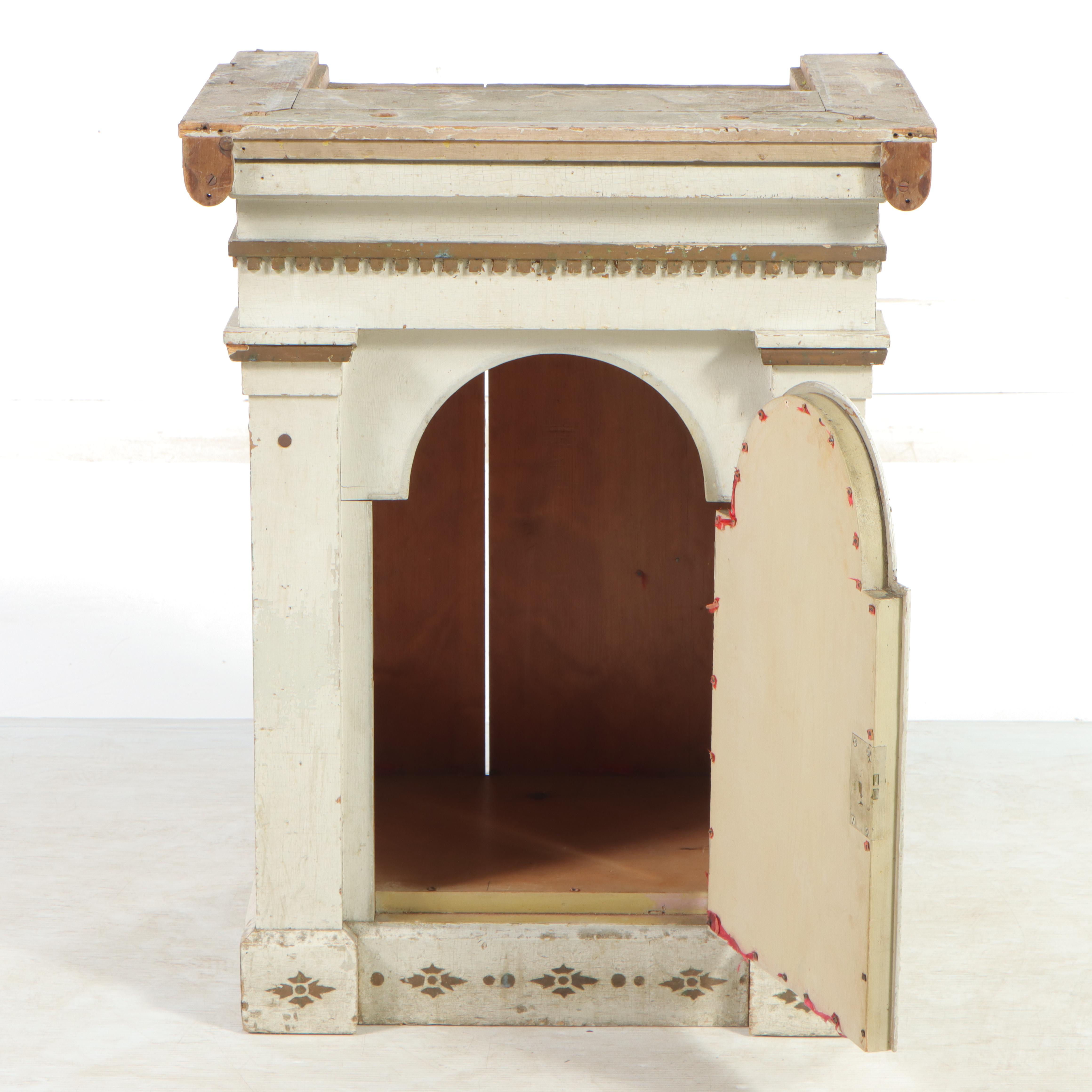 Carved and Painted Wooden Tabernacle Cabinet, 19th / 20th Century