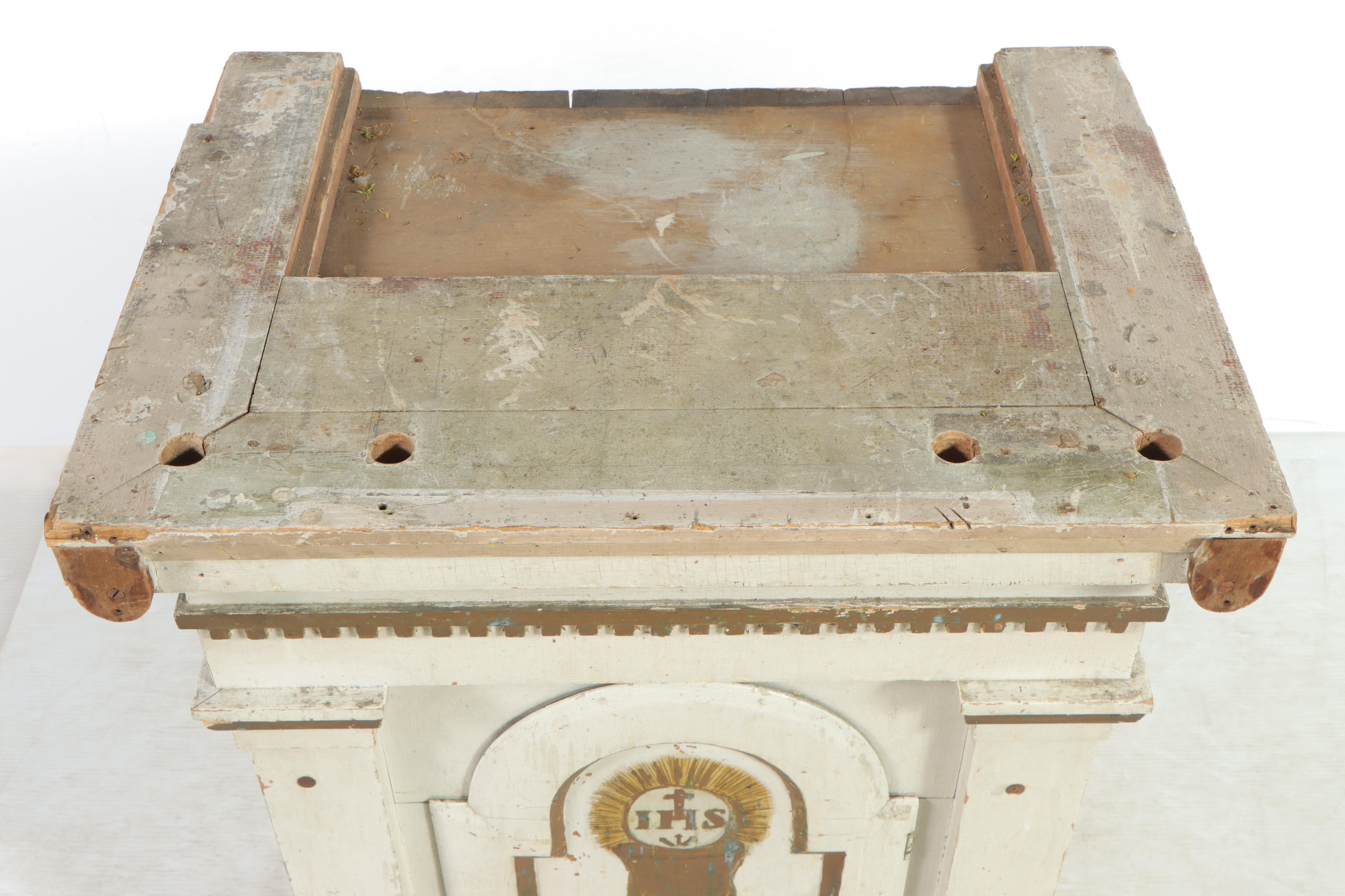 Carved and Painted Wooden Tabernacle Cabinet, 19th / 20th Century