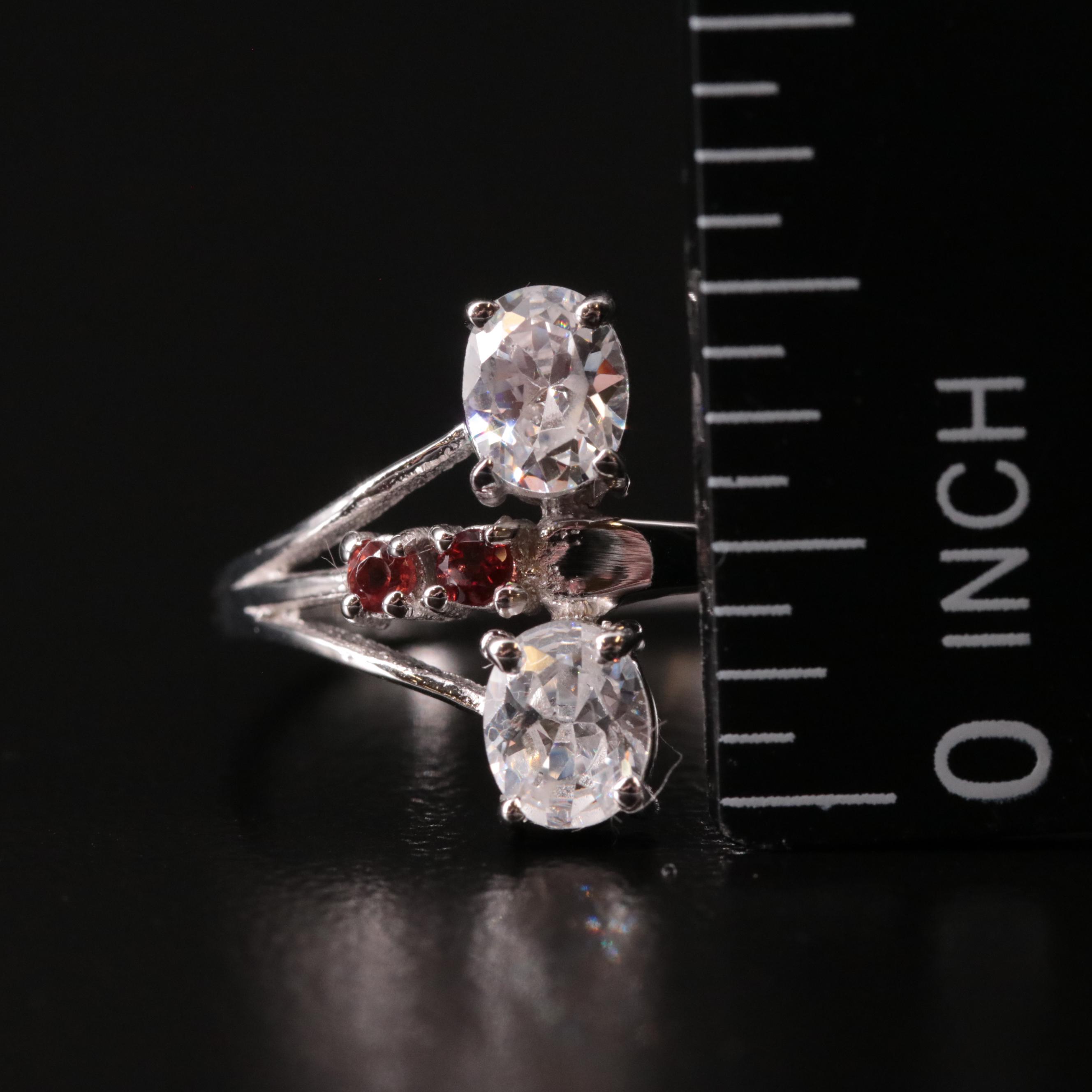Sterling Cubic Zirconia and Garnet Ring