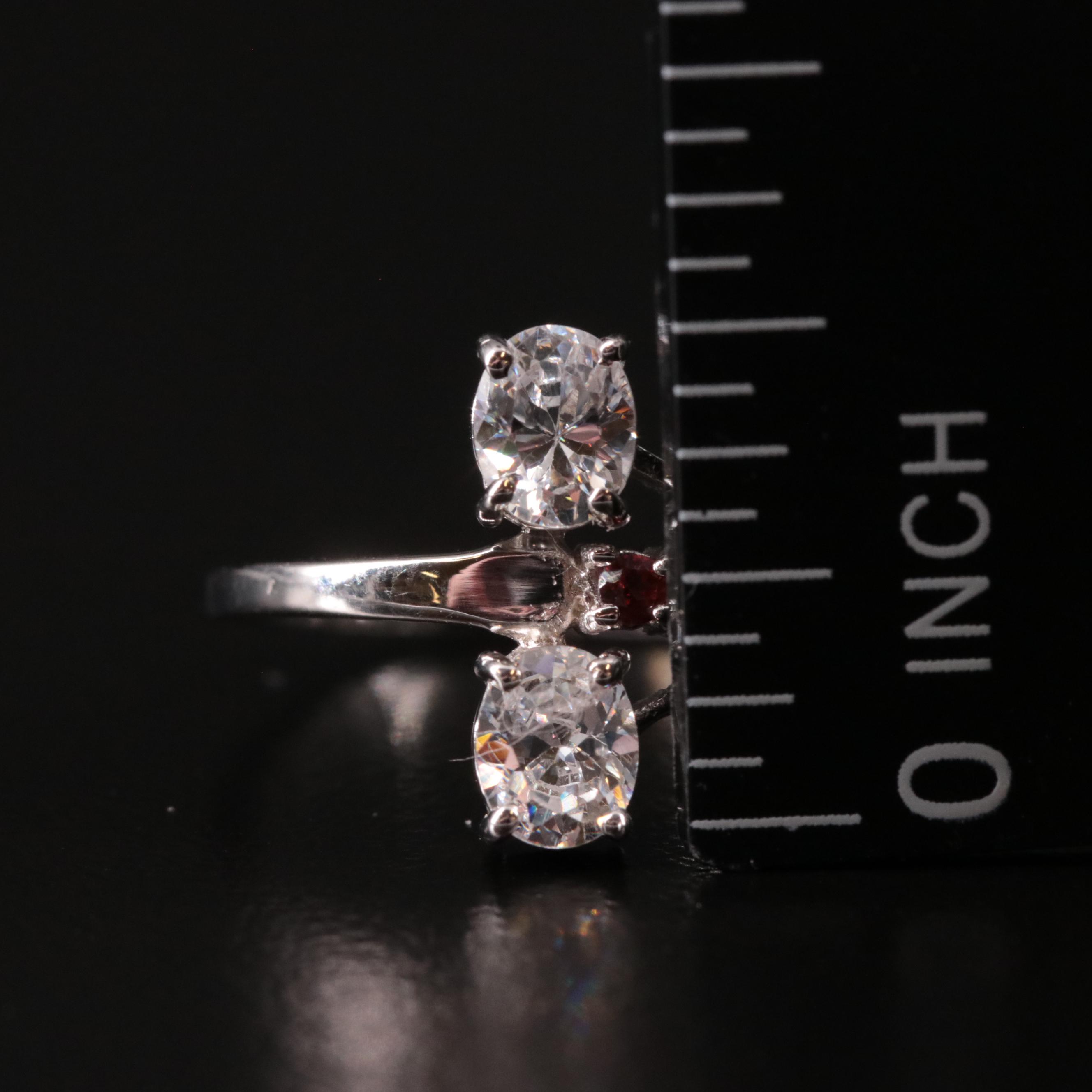 Sterling Cubic Zirconia and Garnet Ring