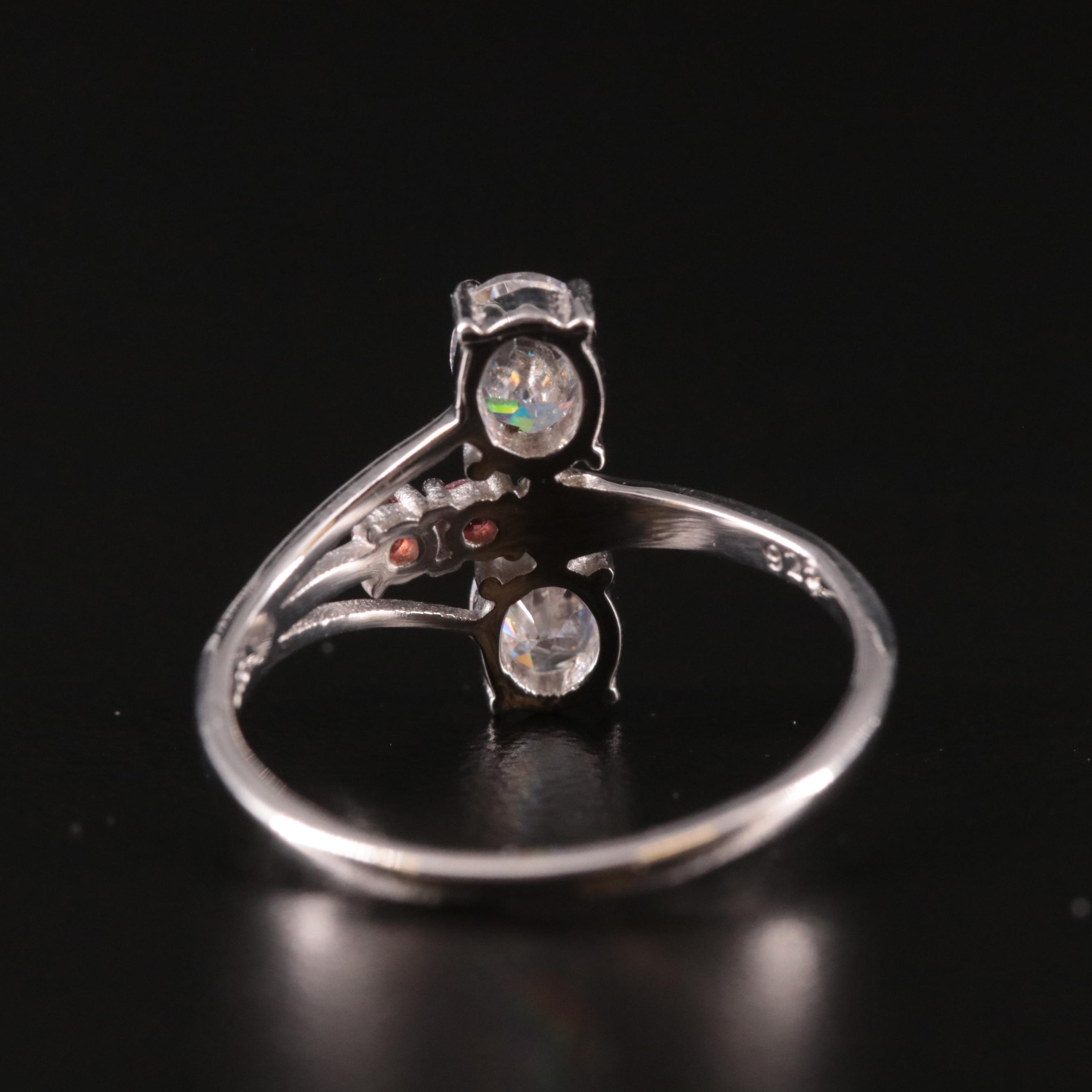 Sterling Cubic Zirconia and Garnet Ring