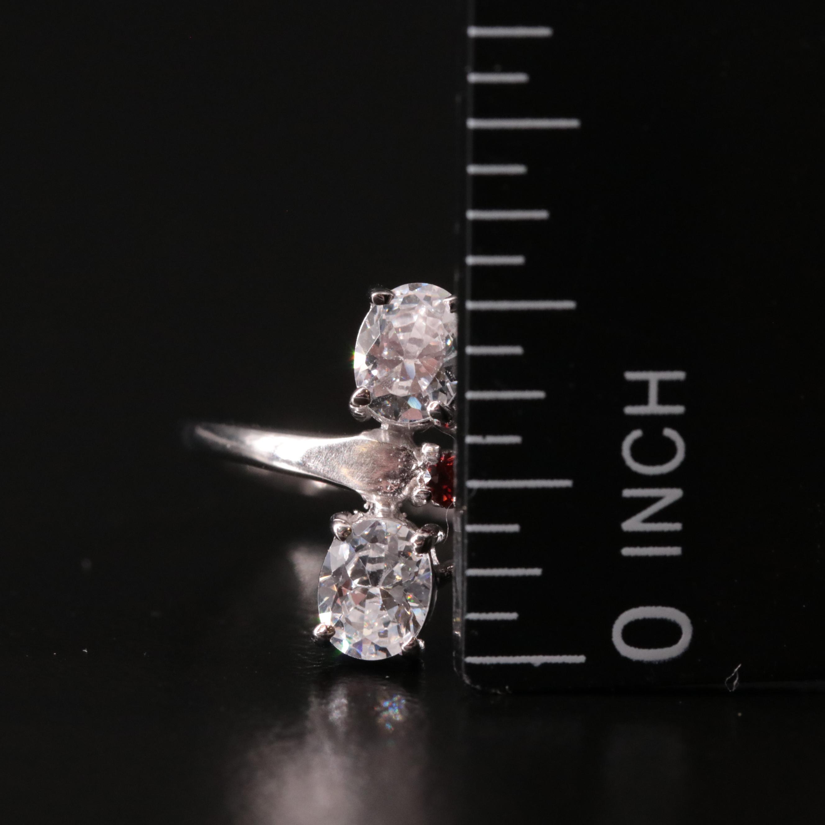 Sterling Cubic Zirconia and Garnet Ring