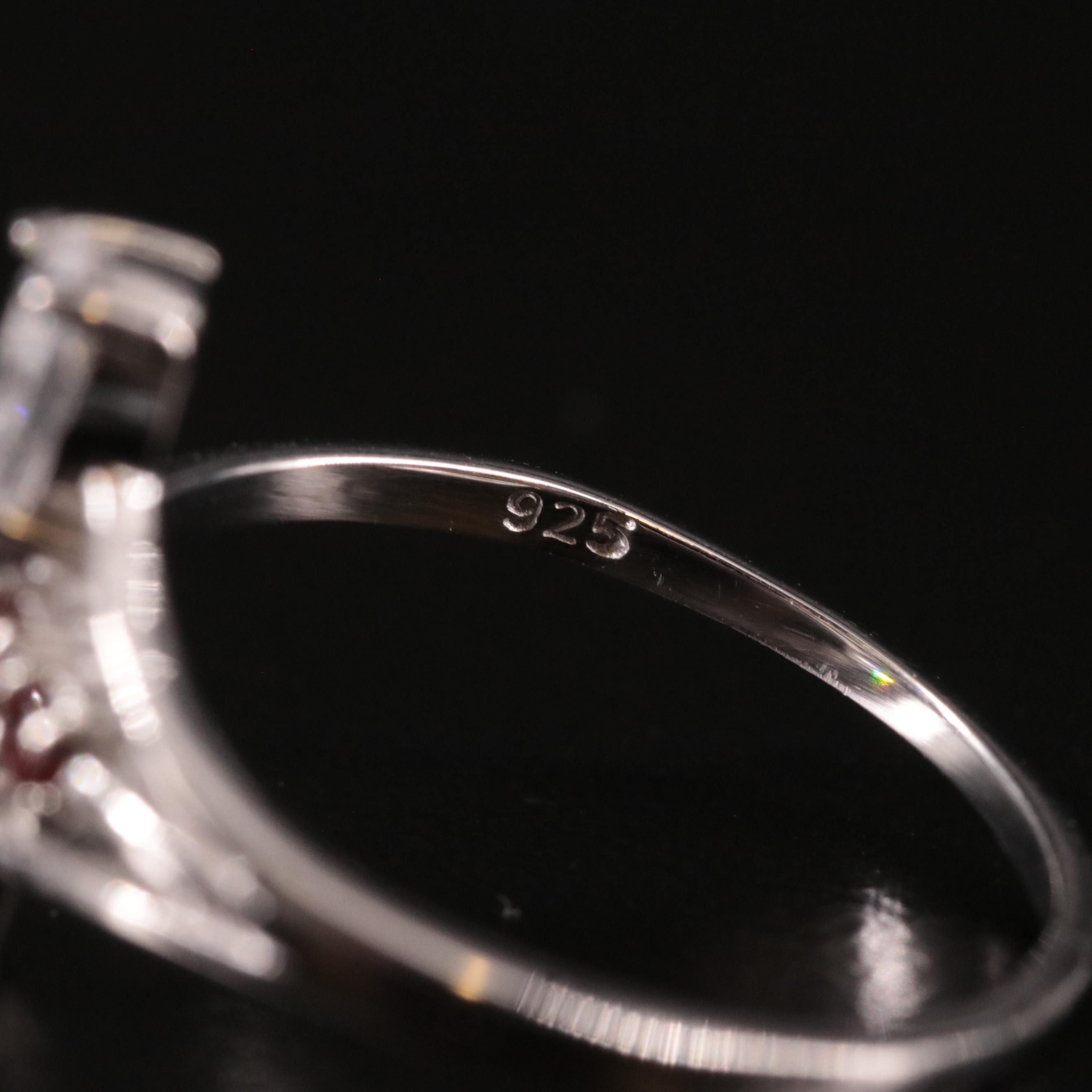 Sterling Cubic Zirconia and Garnet Ring