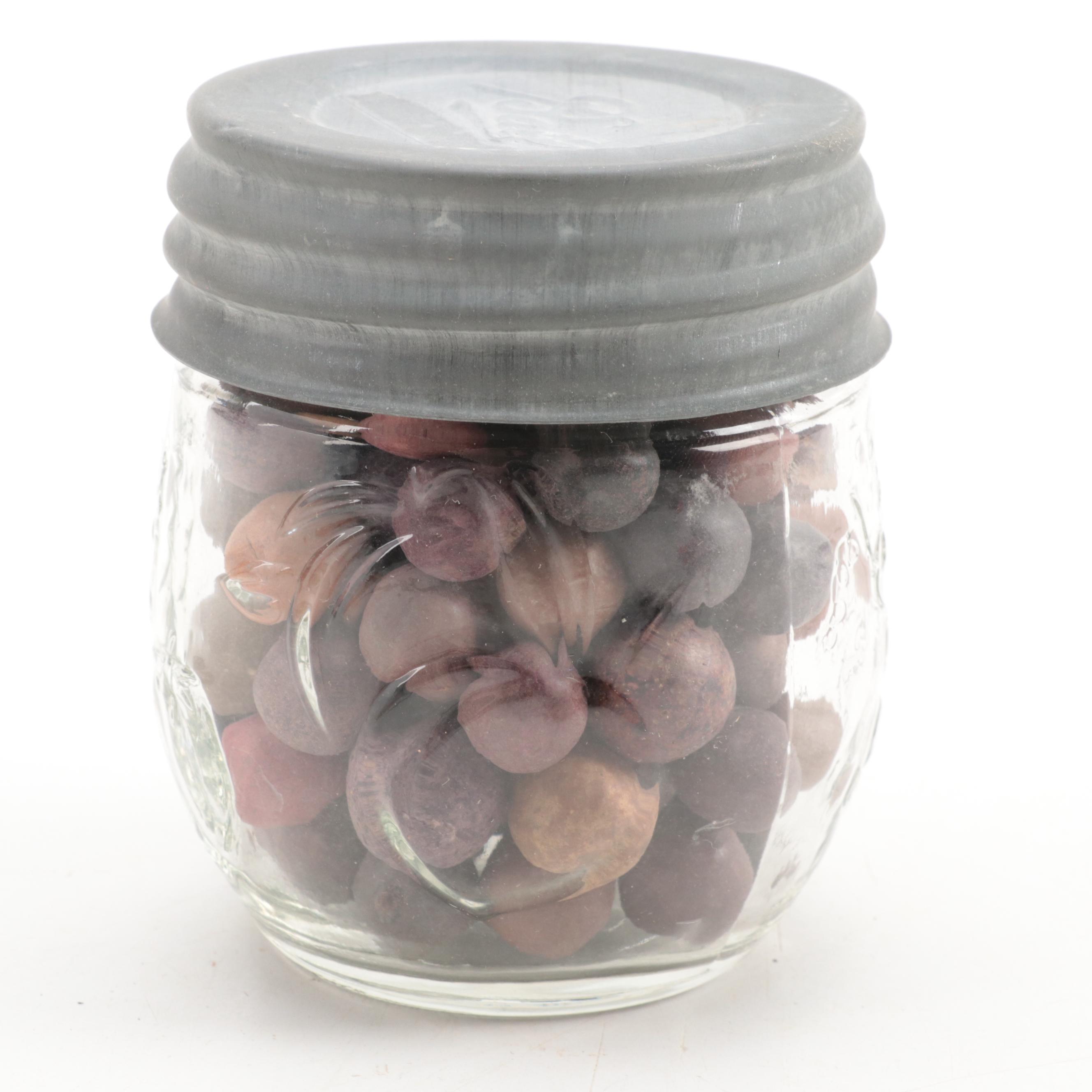 Clay and Ceramic Marbles with Sterling Silver Thimble, Puzzle Box and More