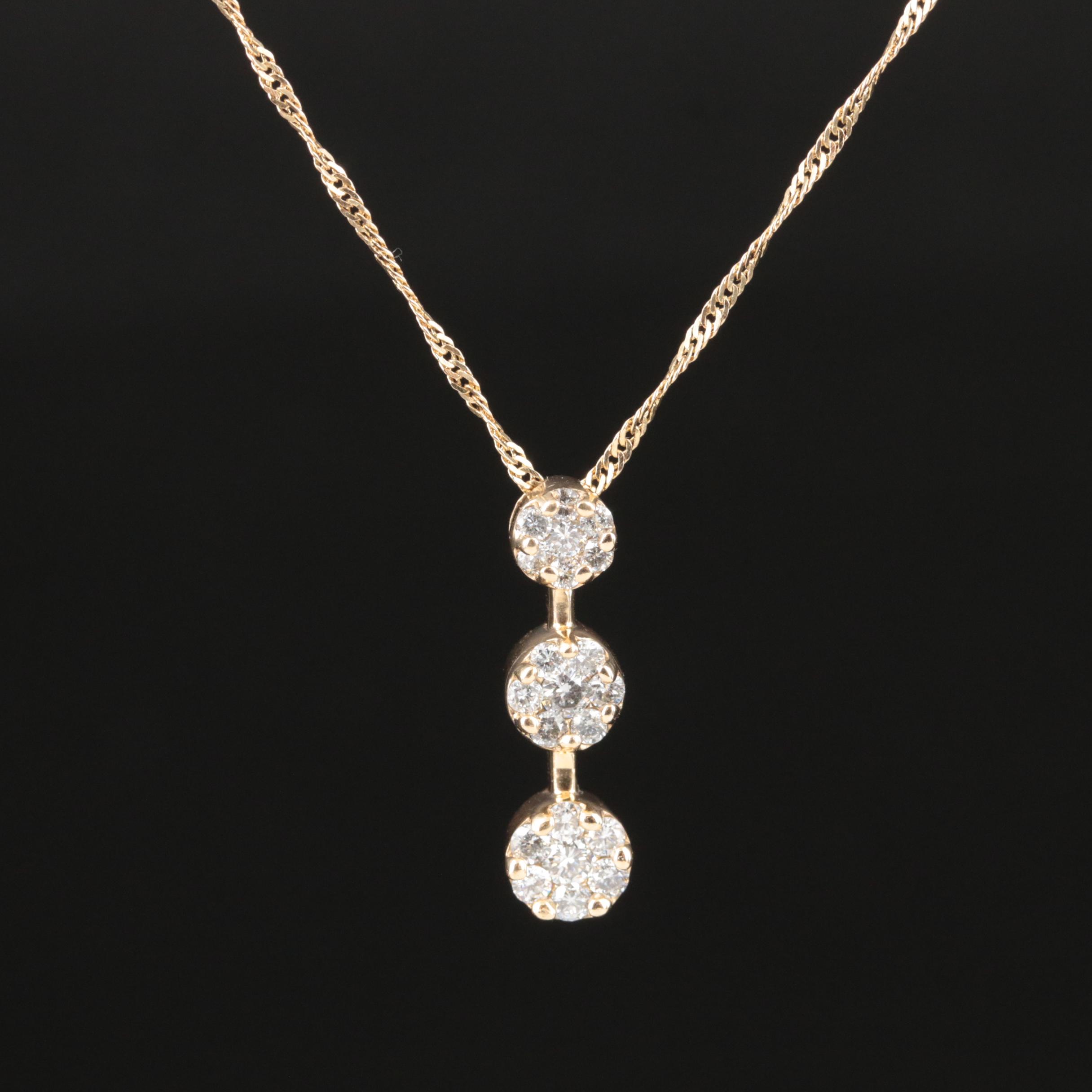 14K 0.50 CTW Diamond Slide Pendant Necklace