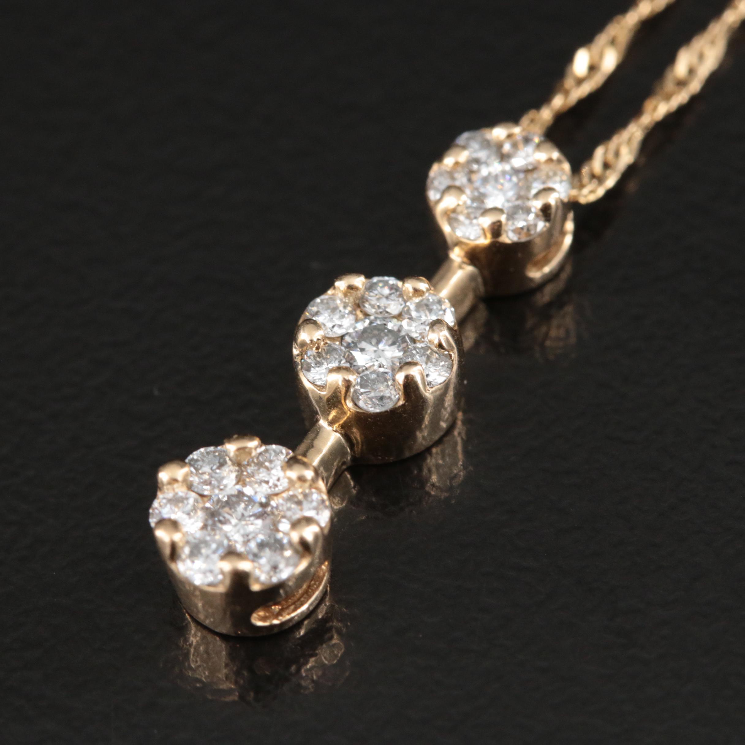 14K 0.50 CTW Diamond Slide Pendant Necklace