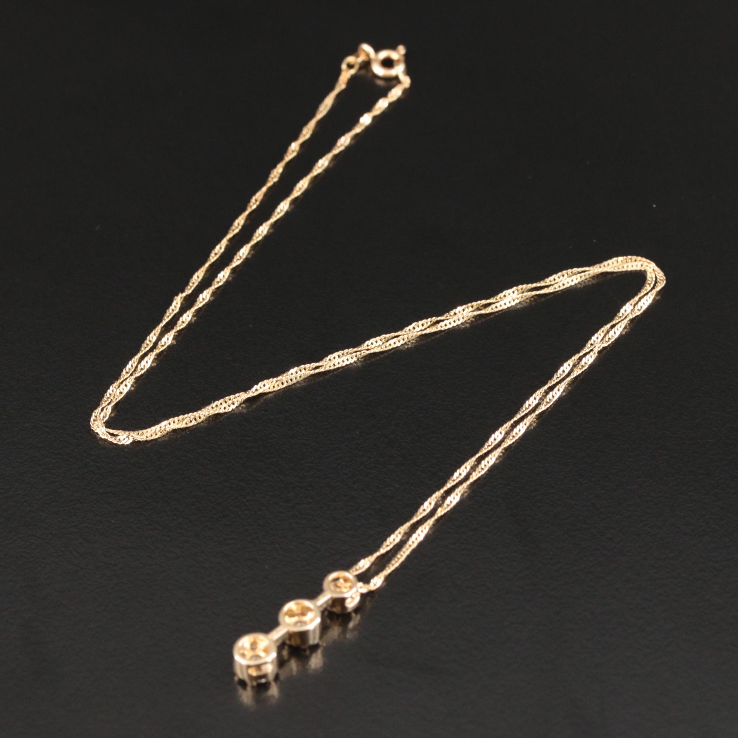 14K 0.50 CTW Diamond Slide Pendant Necklace