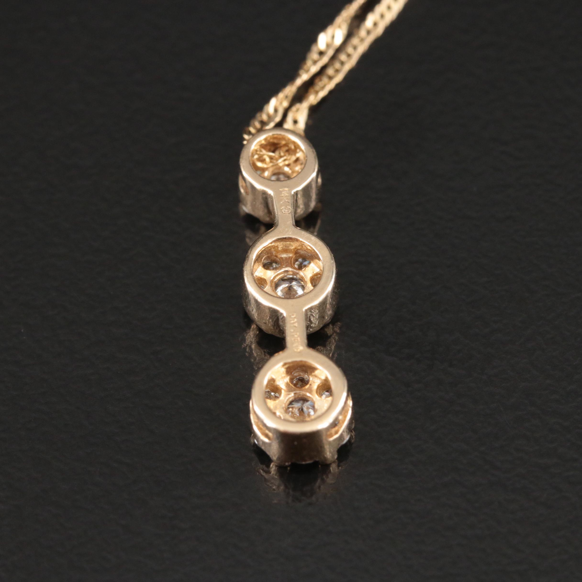 14K 0.50 CTW Diamond Slide Pendant Necklace