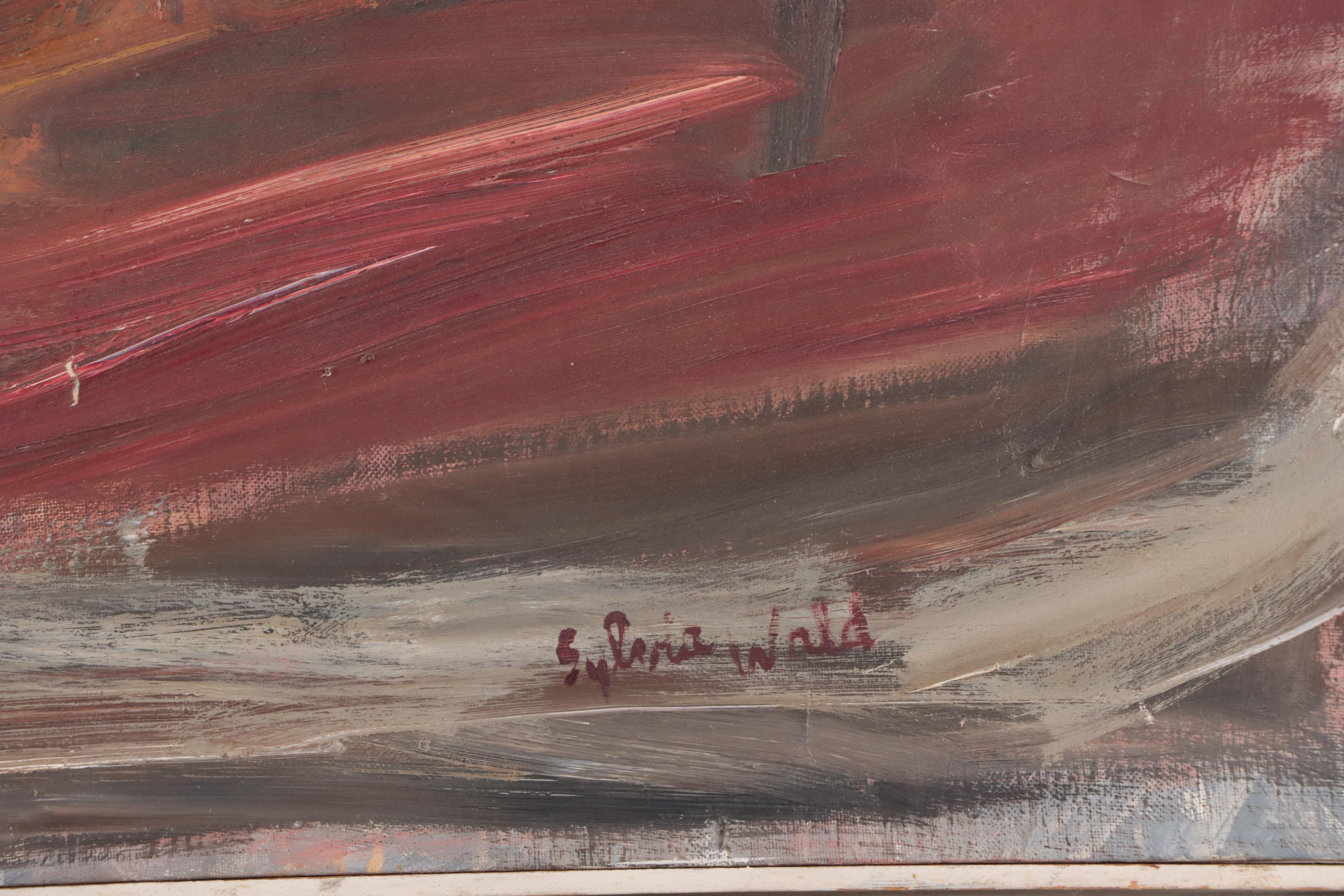 Sylvia Wald Abstract Expressionist Style Oil Painting, Circa 1960