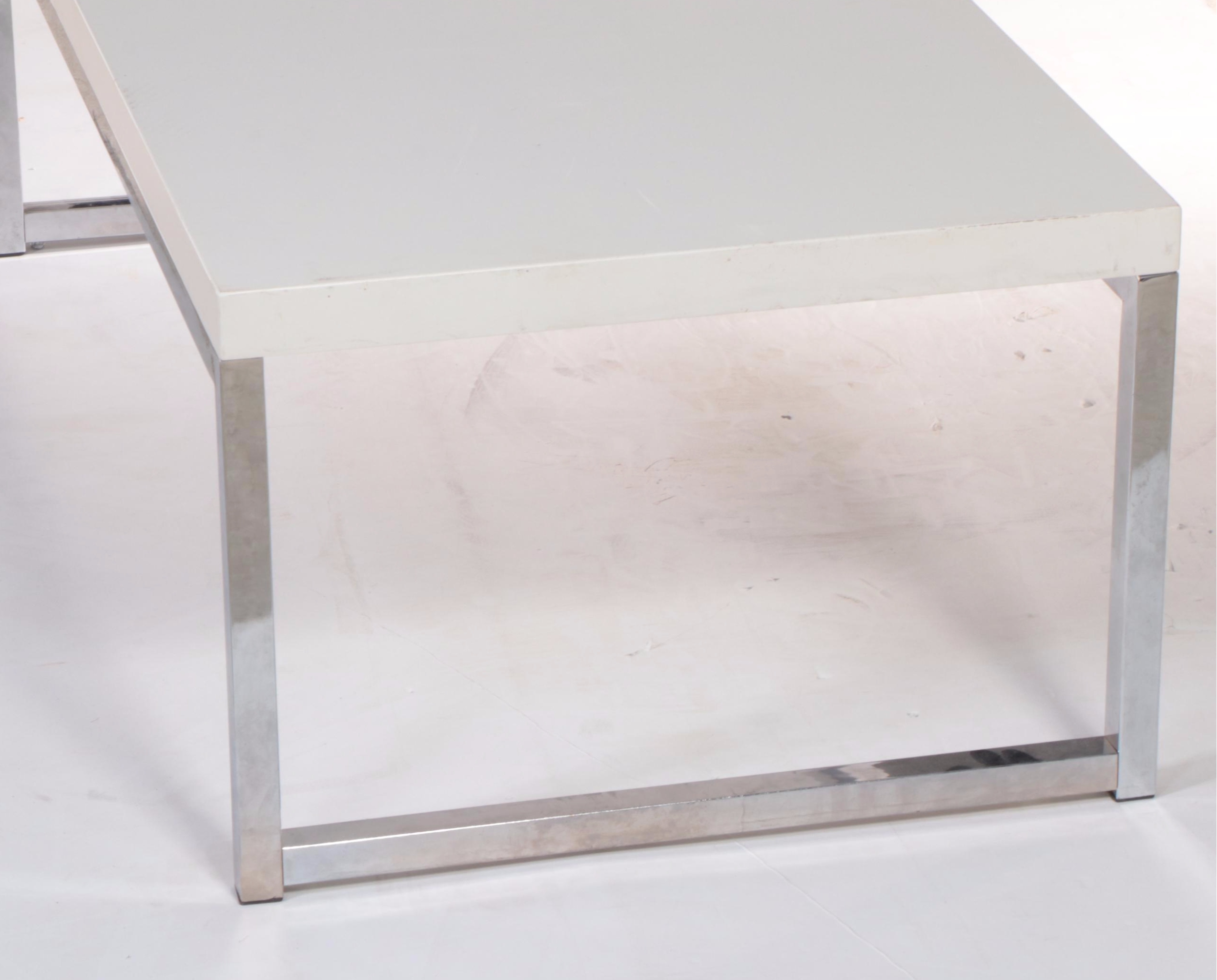 Accent Trend Sourcing Modernist Style Chrome and White Laminate Coffee Table