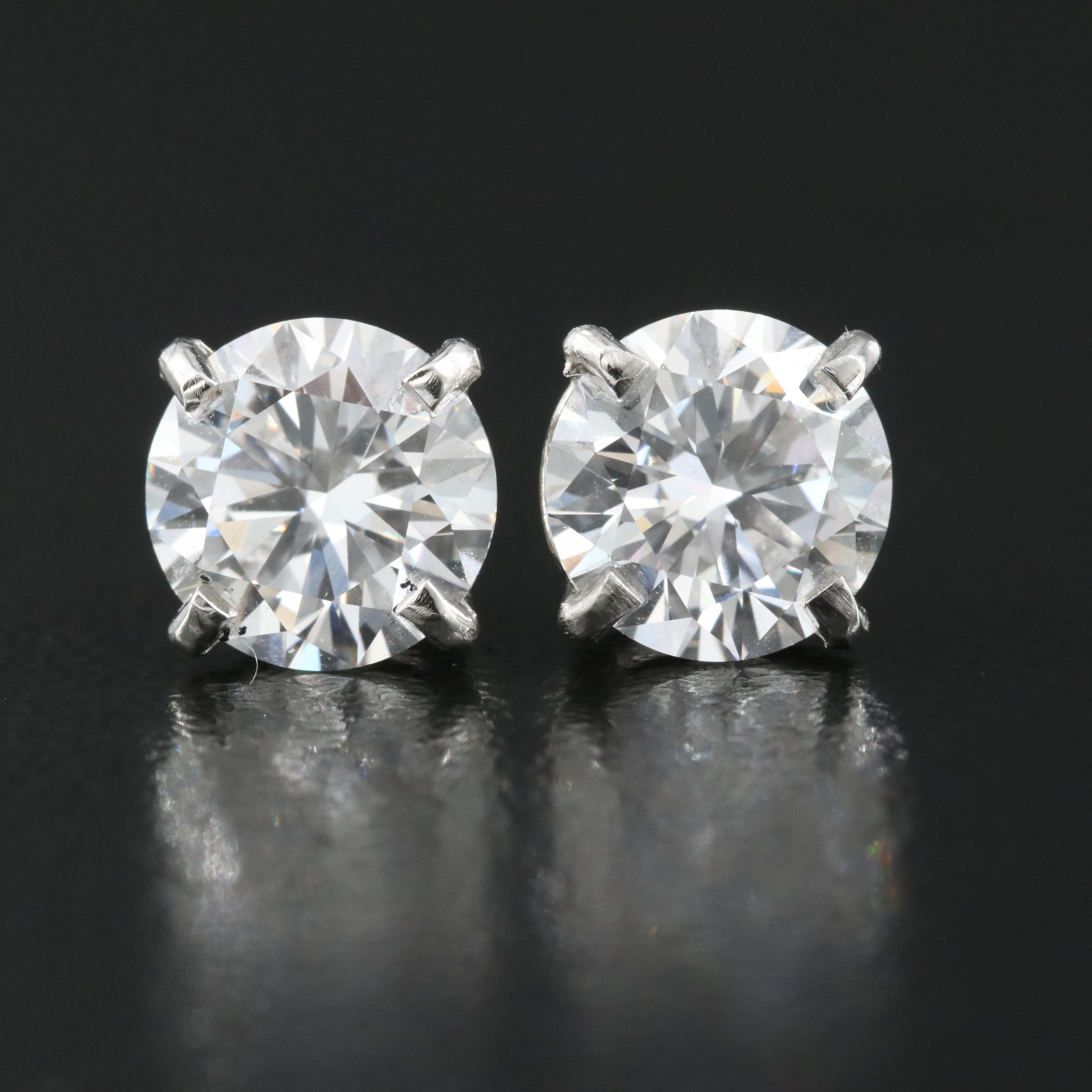 Platinum 2.20 CTW Lab Grown Diamond Stud Earrings with IGI Reports