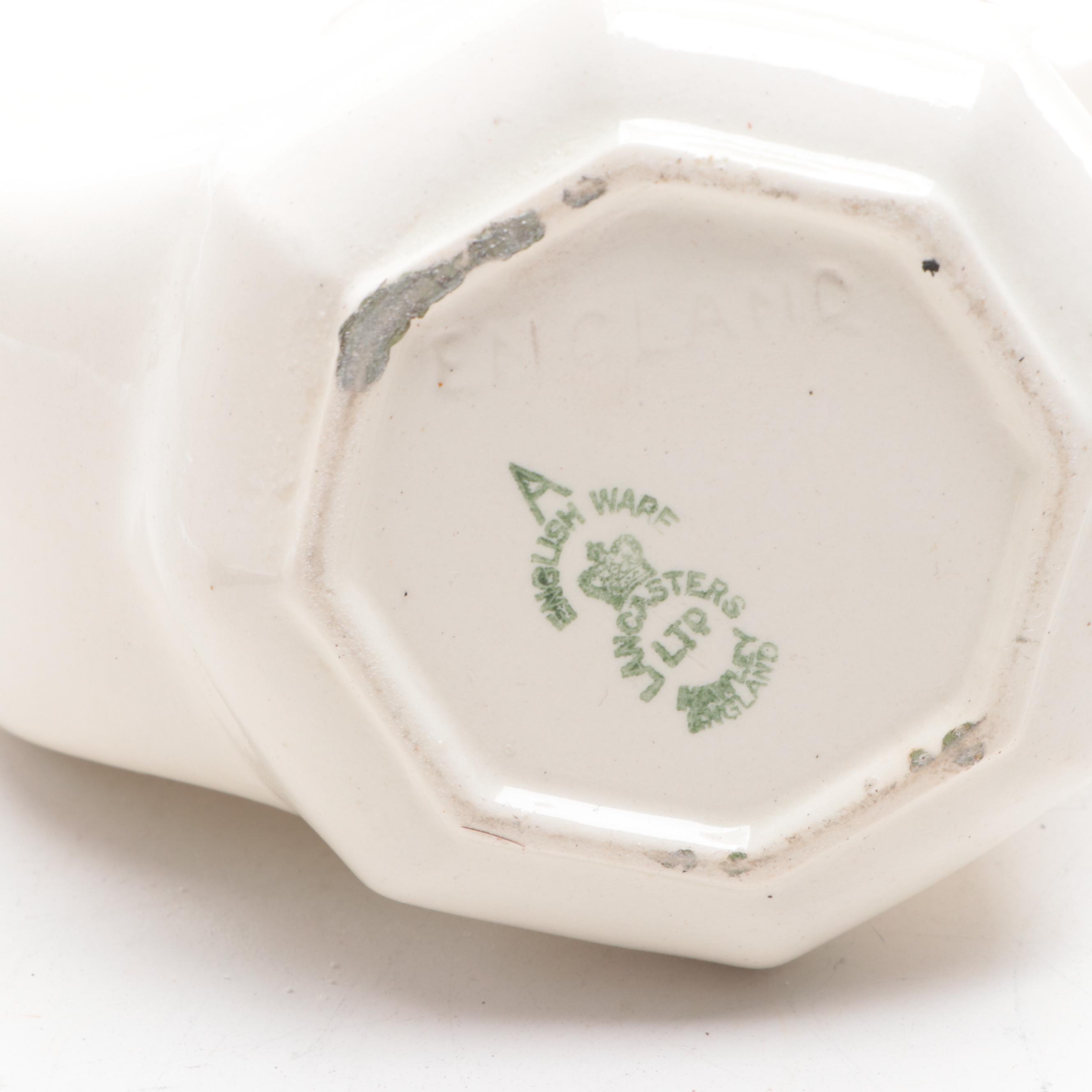 Lancasters Earthenware Shaving Mug with Other Razors and Grooming Tools