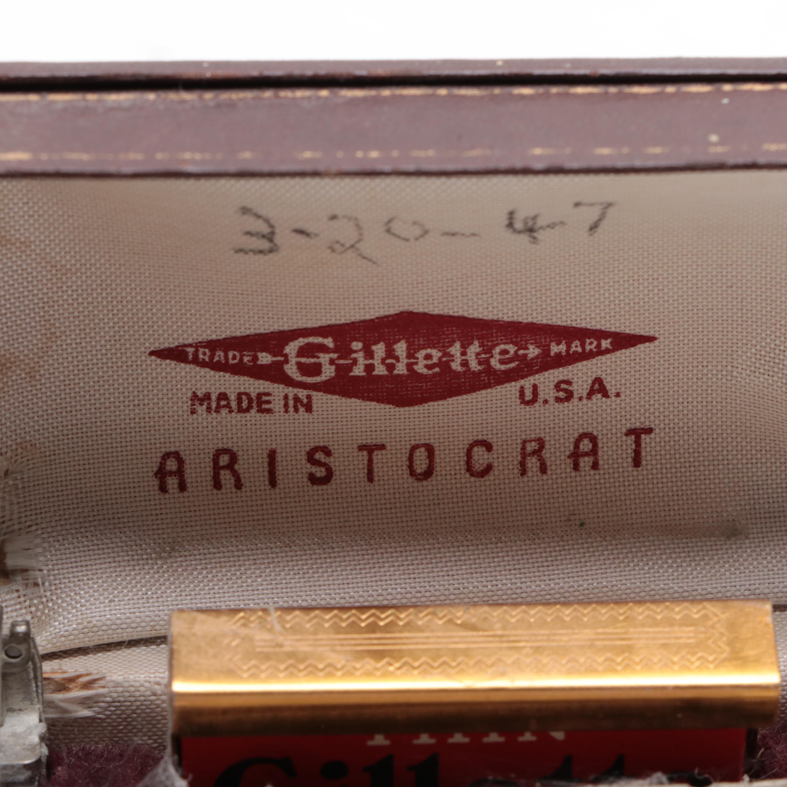 Lancasters Earthenware Shaving Mug with Other Razors and Grooming Tools