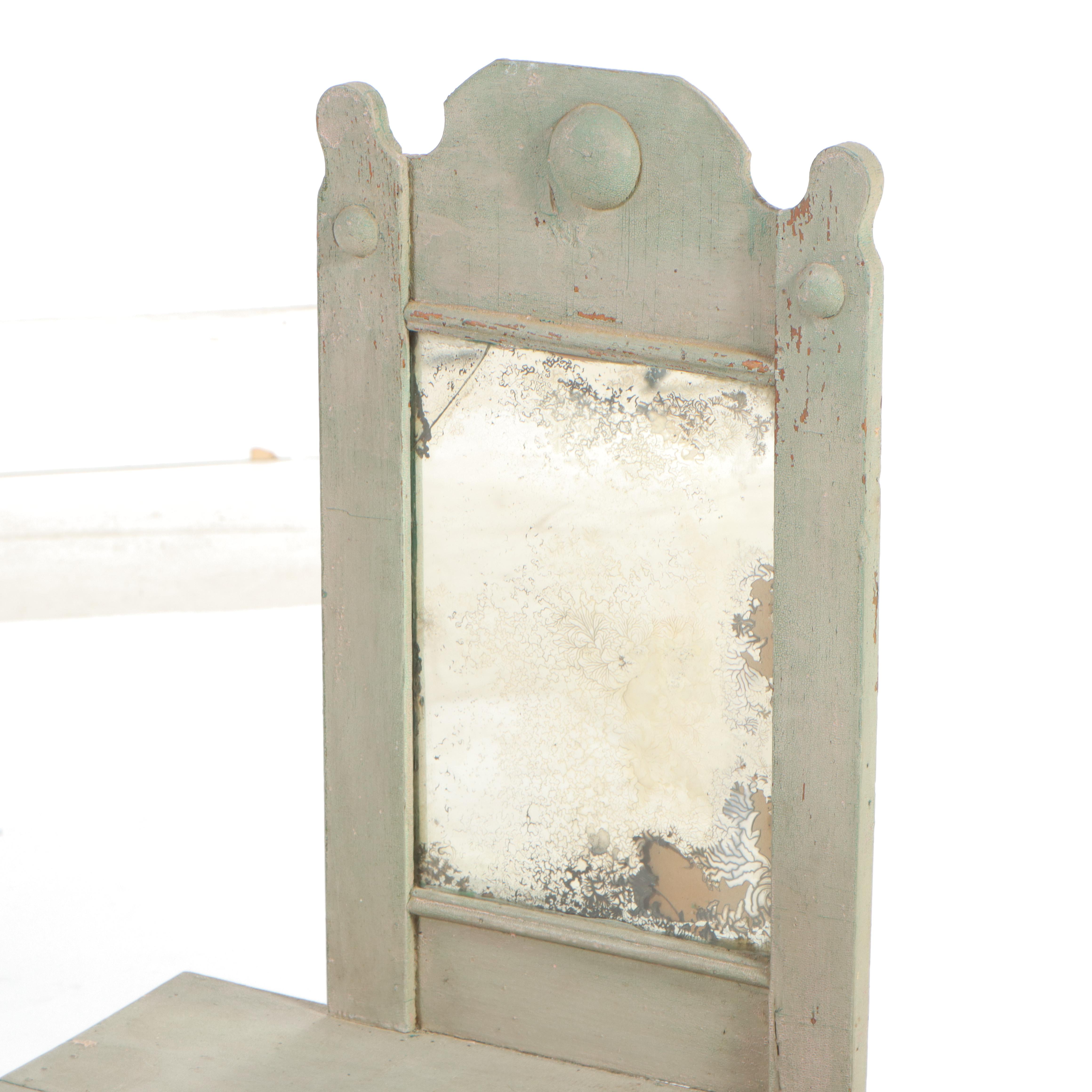 American Primitive Style Painted Wood Miniature Vanity and Two-Drawer Dresser