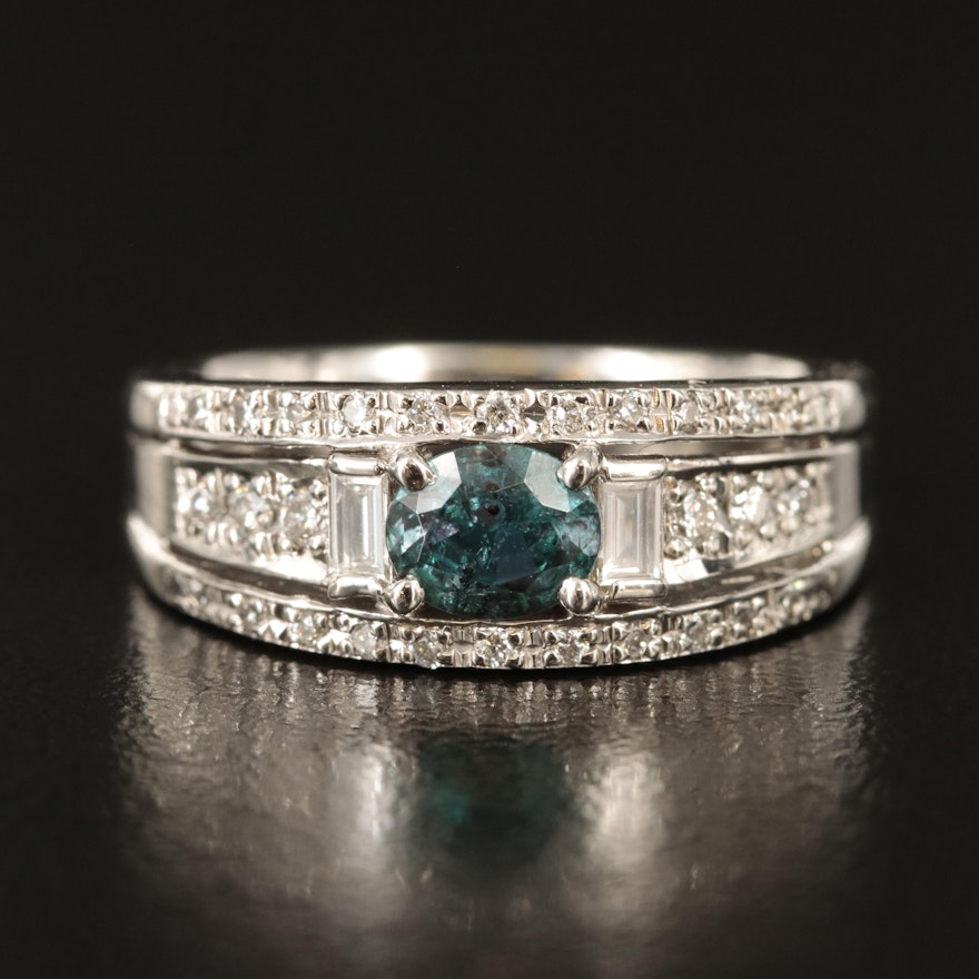 Platinum Brazilian Alexandrite and Diamond Ring with GIA Report