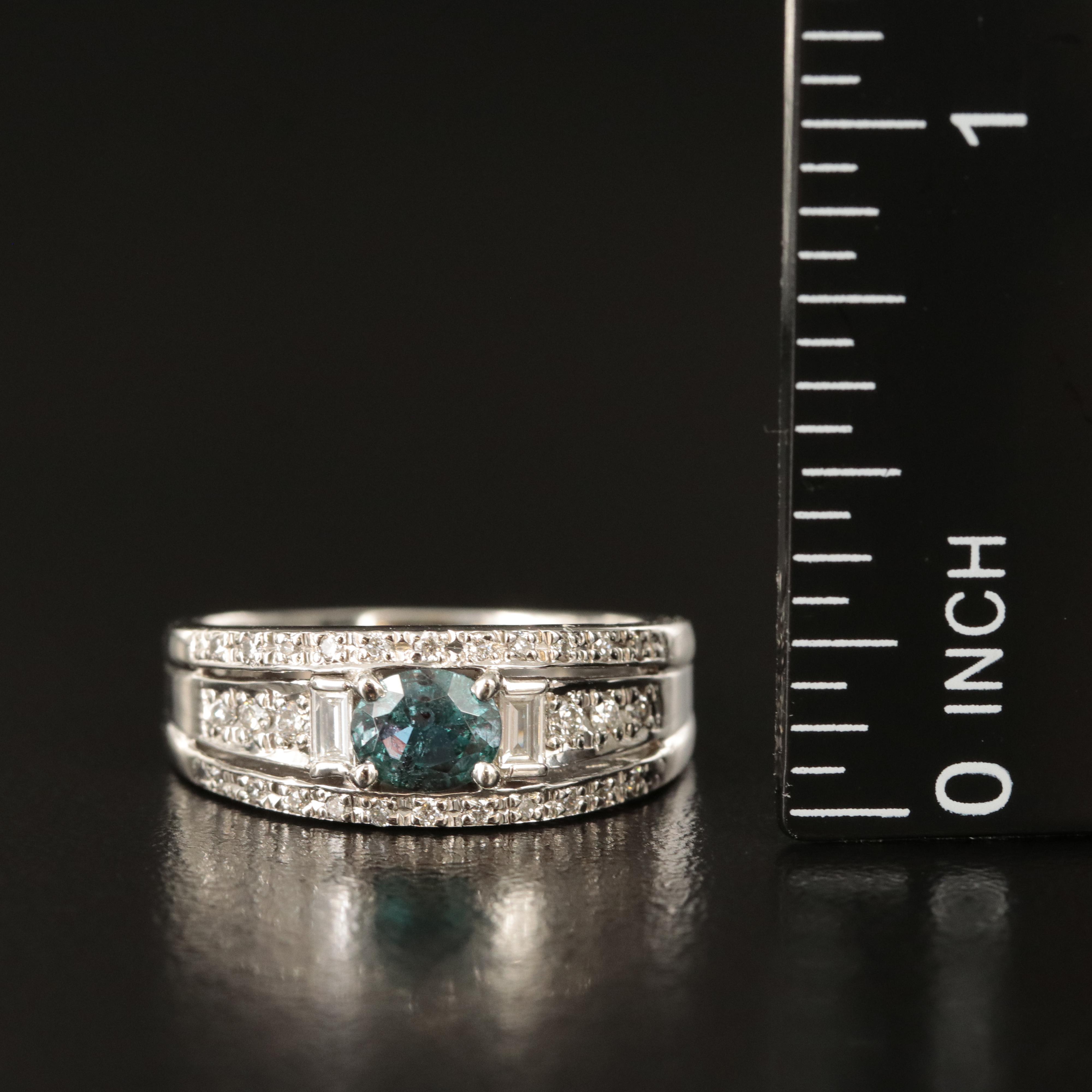 Platinum Brazilian Alexandrite and Diamond Ring with GIA Report