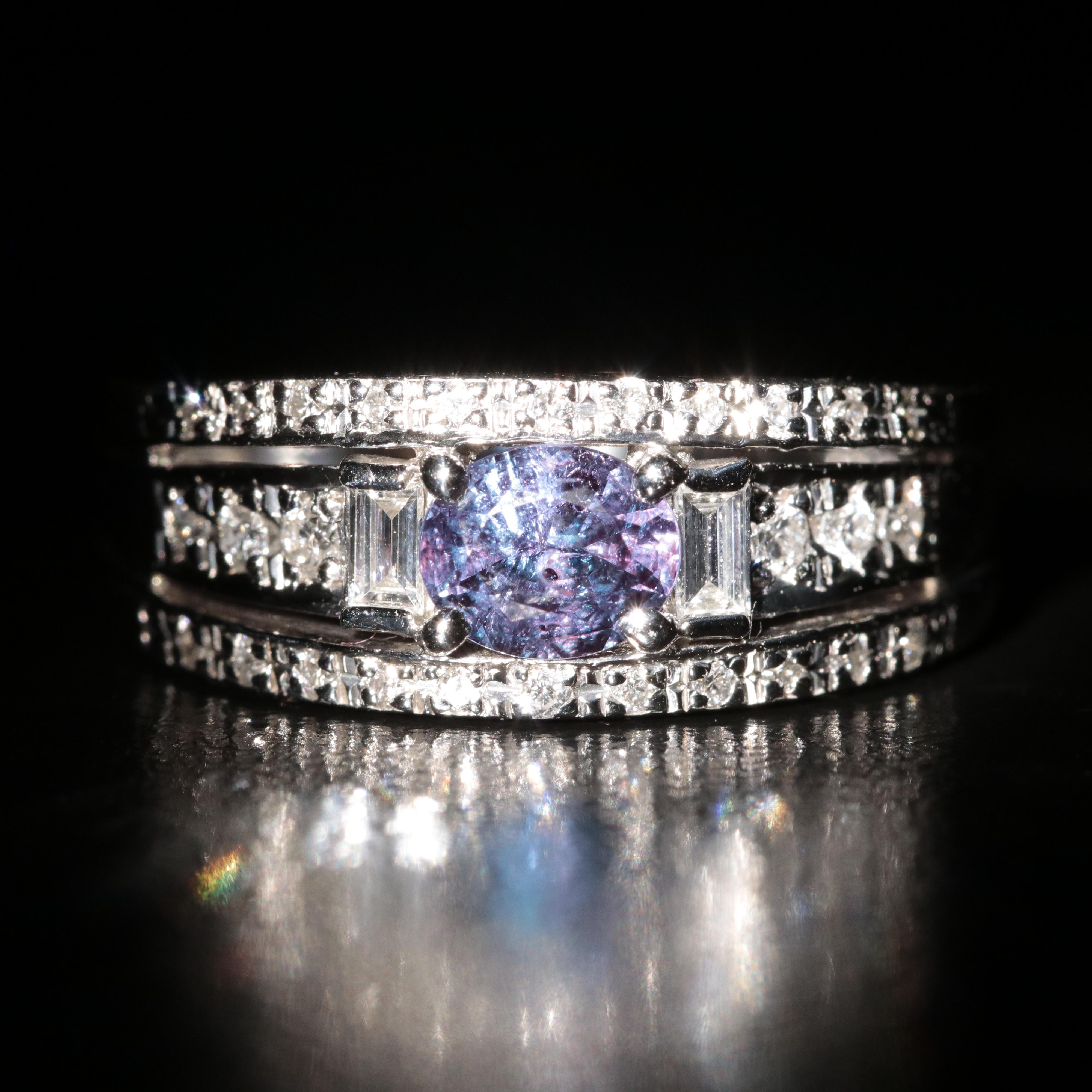 Platinum Brazilian Alexandrite and Diamond Ring with GIA Report