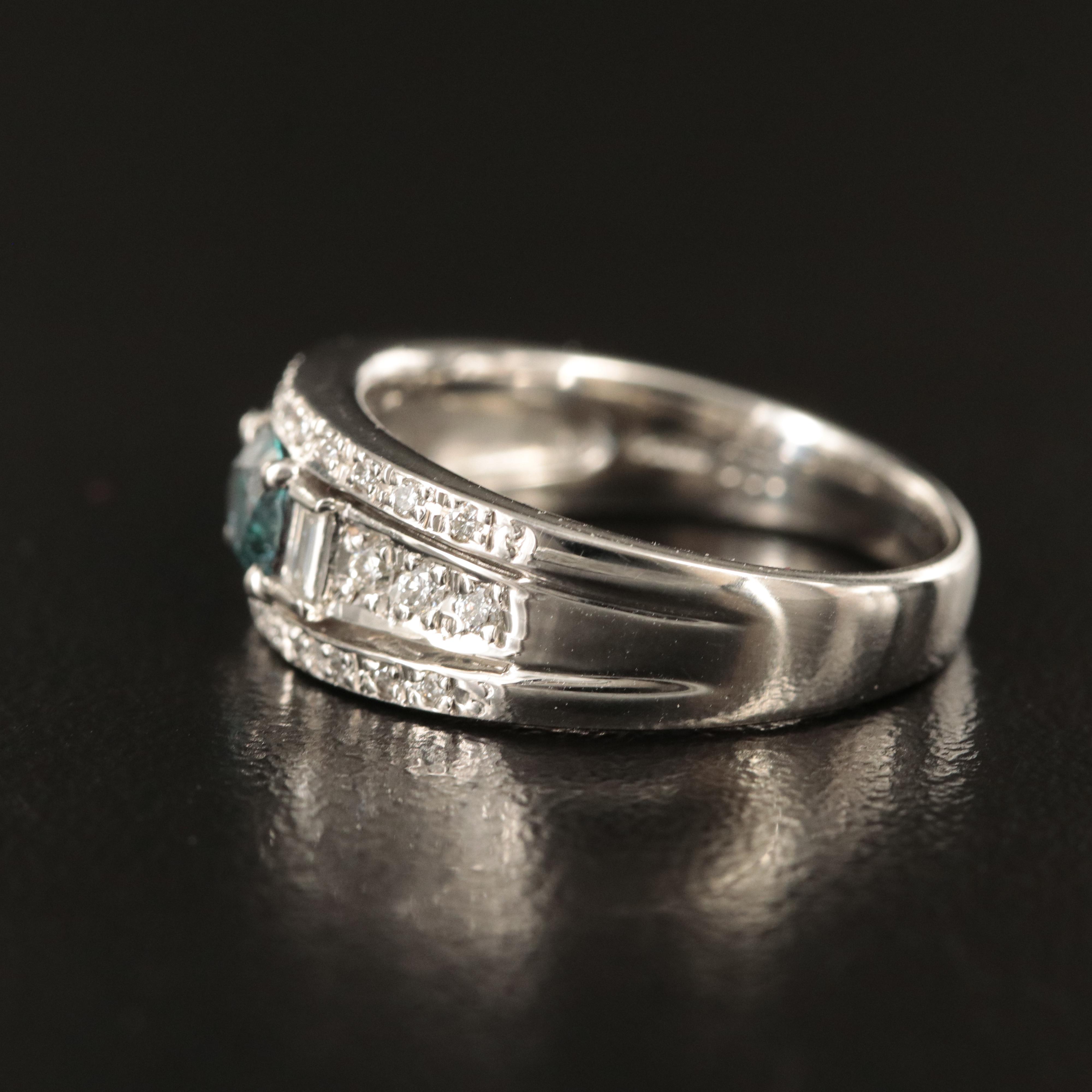 Platinum Brazilian Alexandrite and Diamond Ring with GIA Report