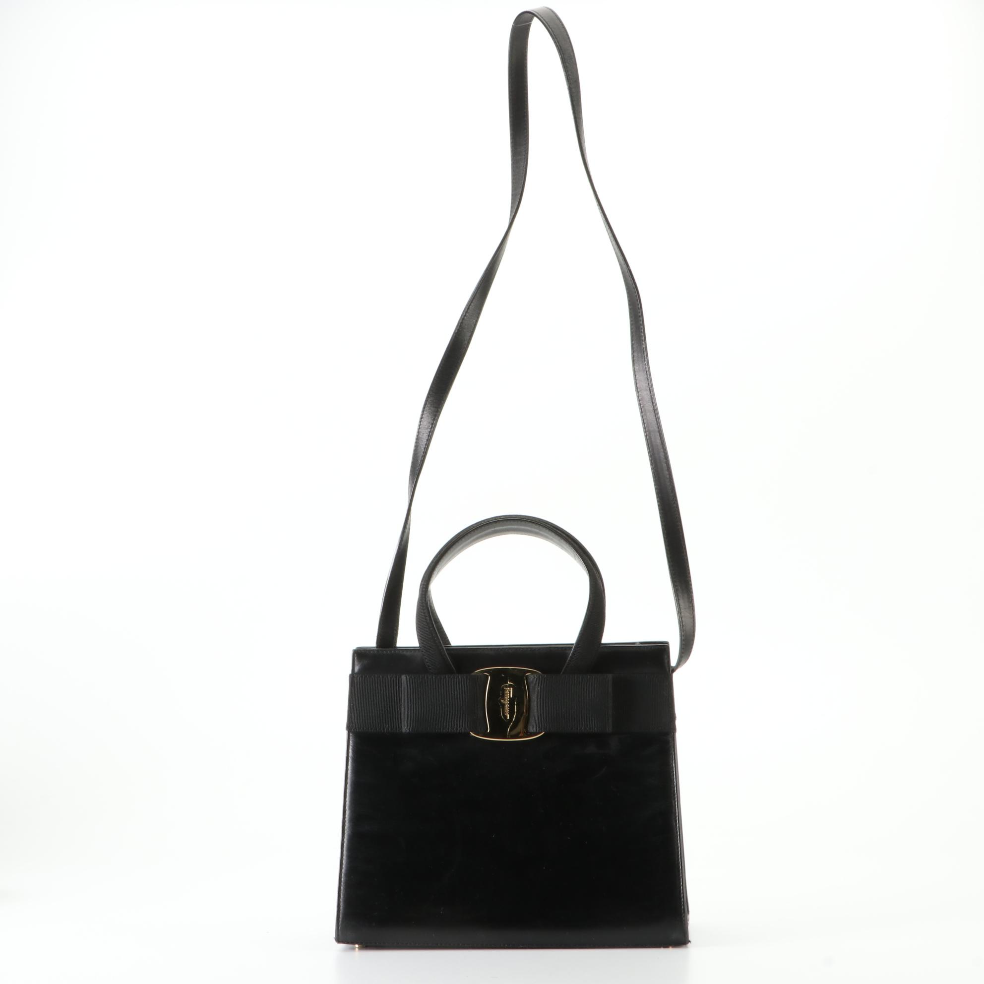 Salvatore Ferragamo Vara Bow Top Handle Two-Way Bag in Smooth Leather