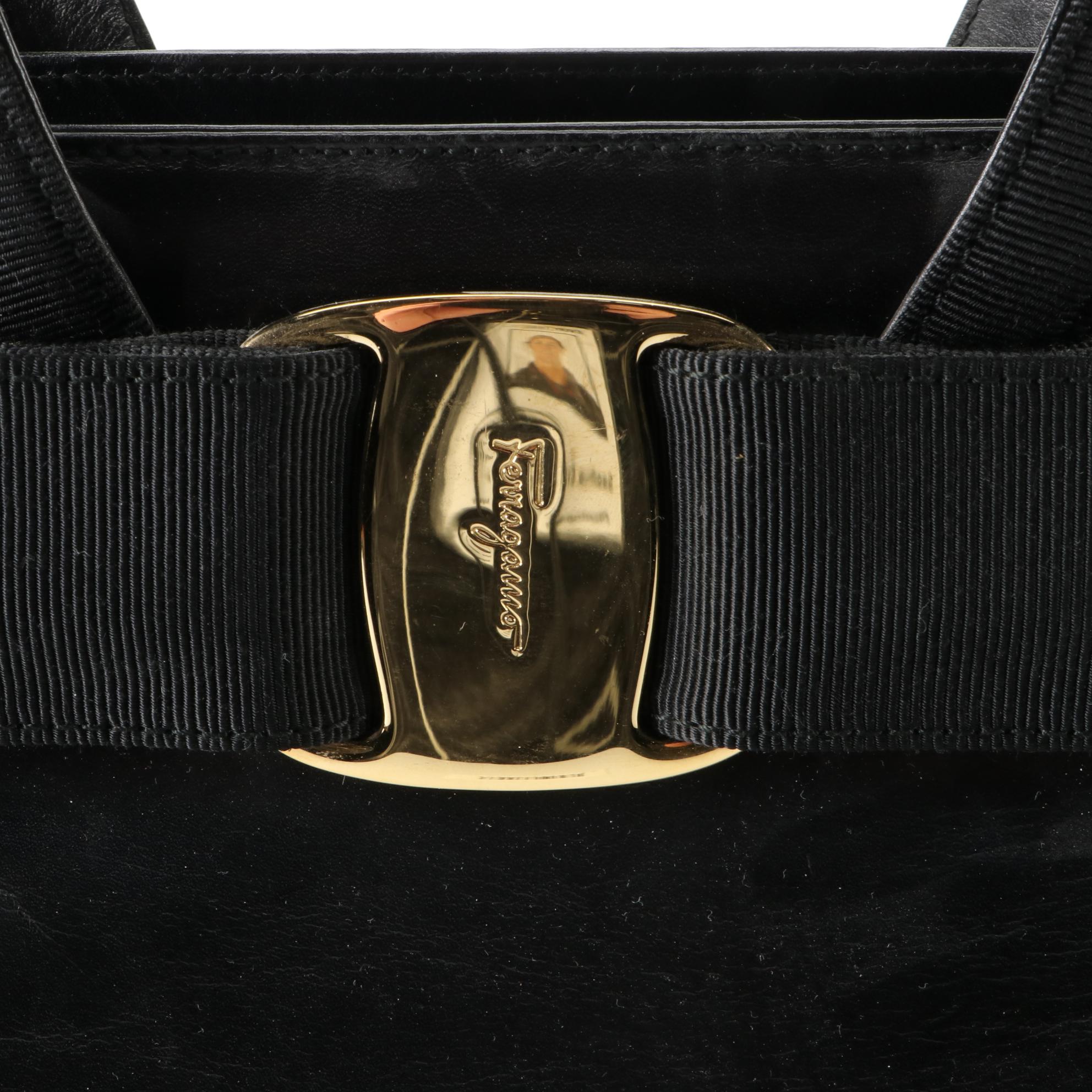 Salvatore Ferragamo Vara Bow Top Handle Two-Way Bag in Smooth Leather