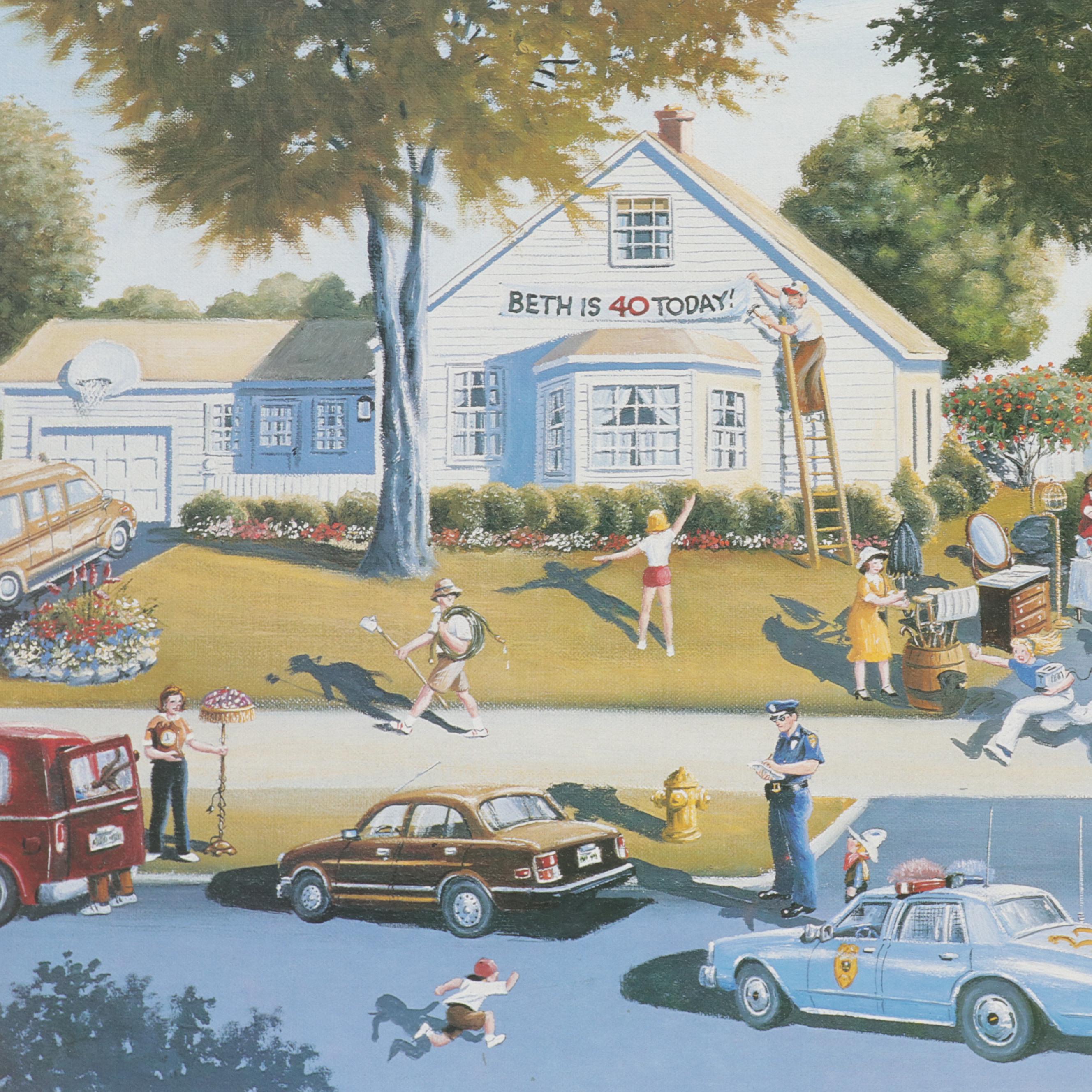 Offset Lithograph After James Wallace Baker "Saturday Morning in Colonial Hills"