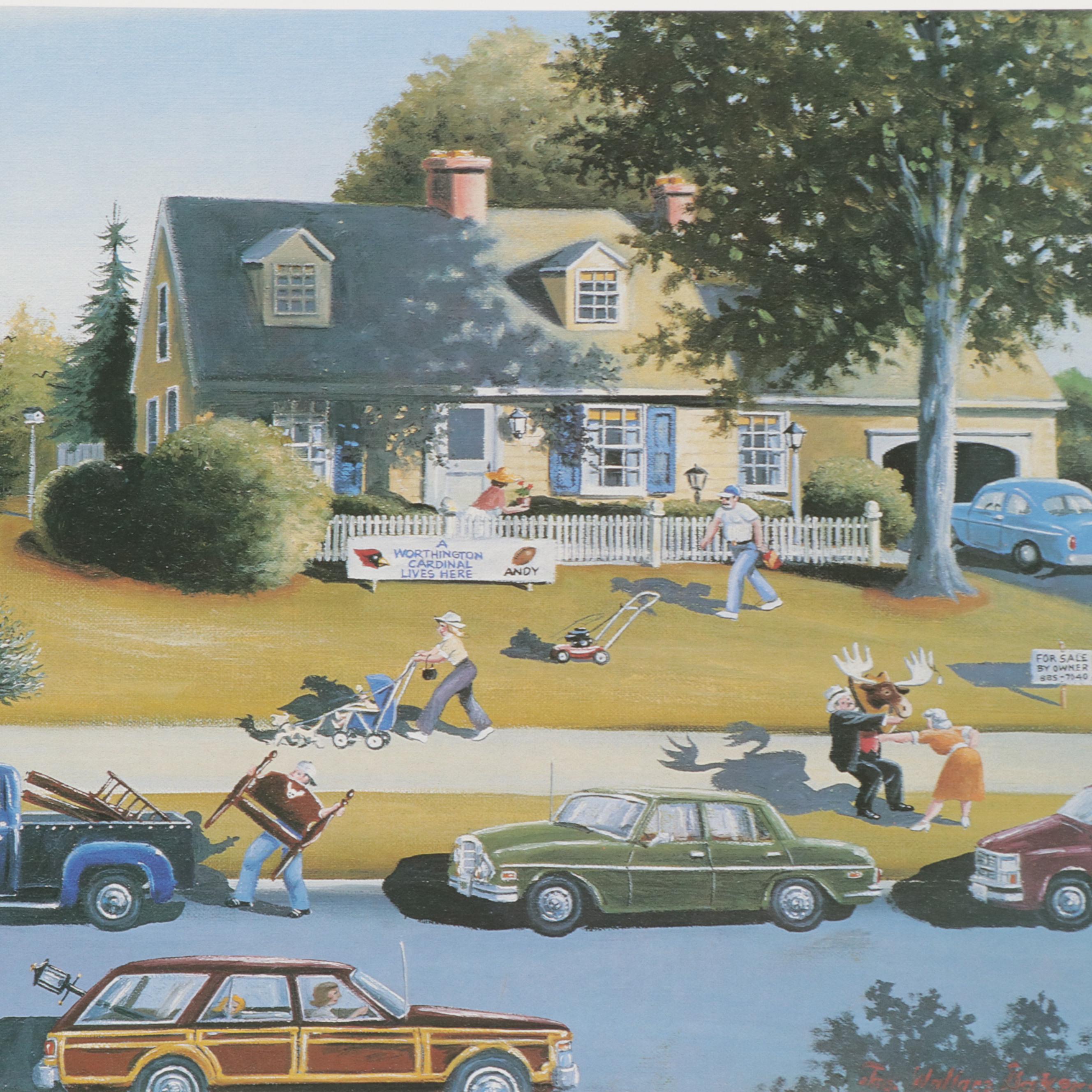 Offset Lithograph After James Wallace Baker "Saturday Morning in Colonial Hills"